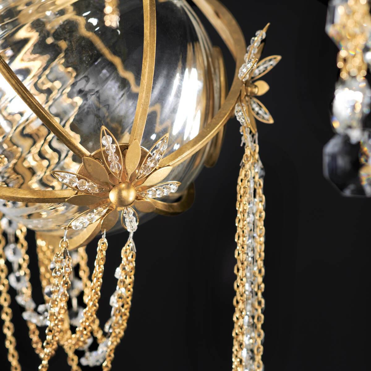 Shown in Heirloom Gold finish and Radiance crystal and Crystal glass