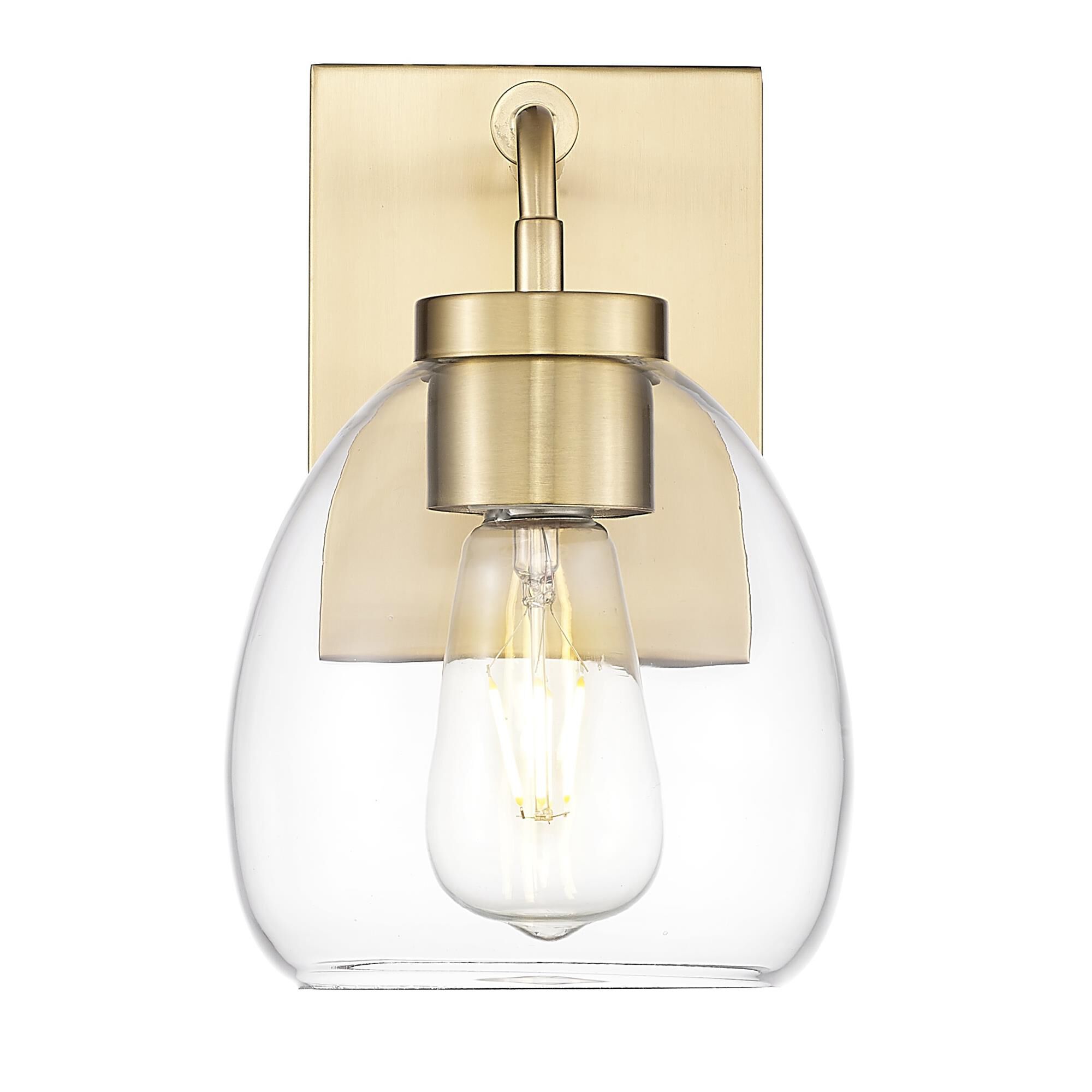 Shown in Brass finish and Clear Glass Globe shade