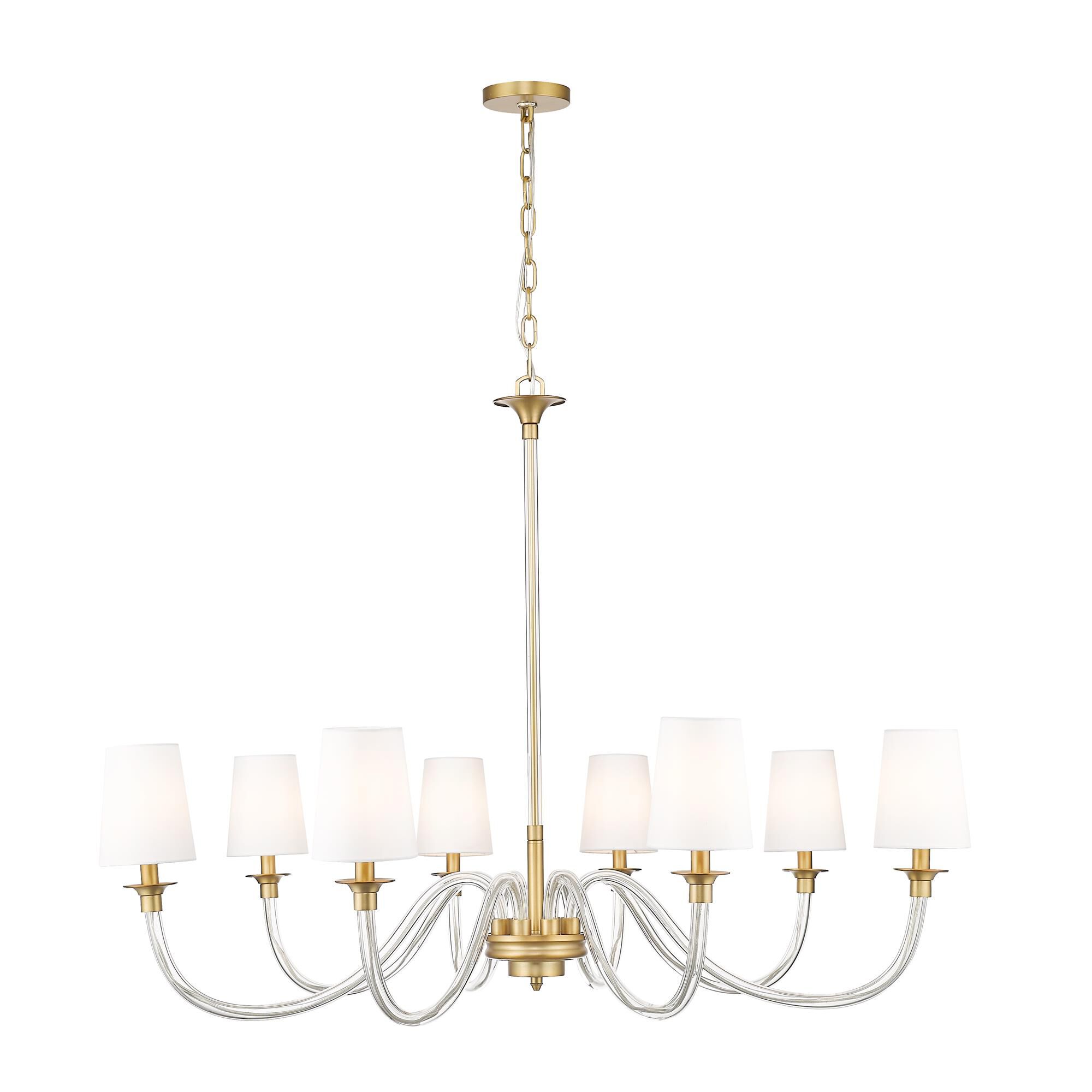Shown in Rubbed Brass finish and White glass and White shade