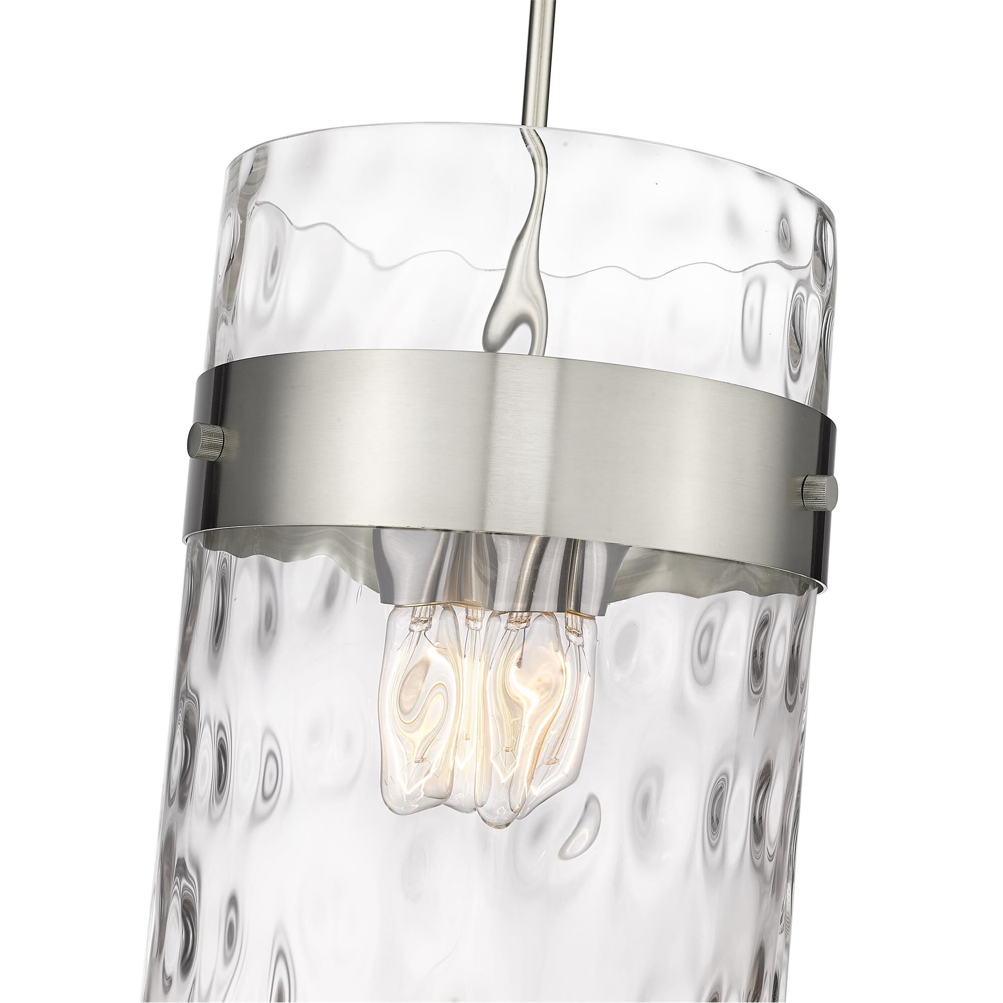 Shown in Brushed Nickel finish and Glass shade