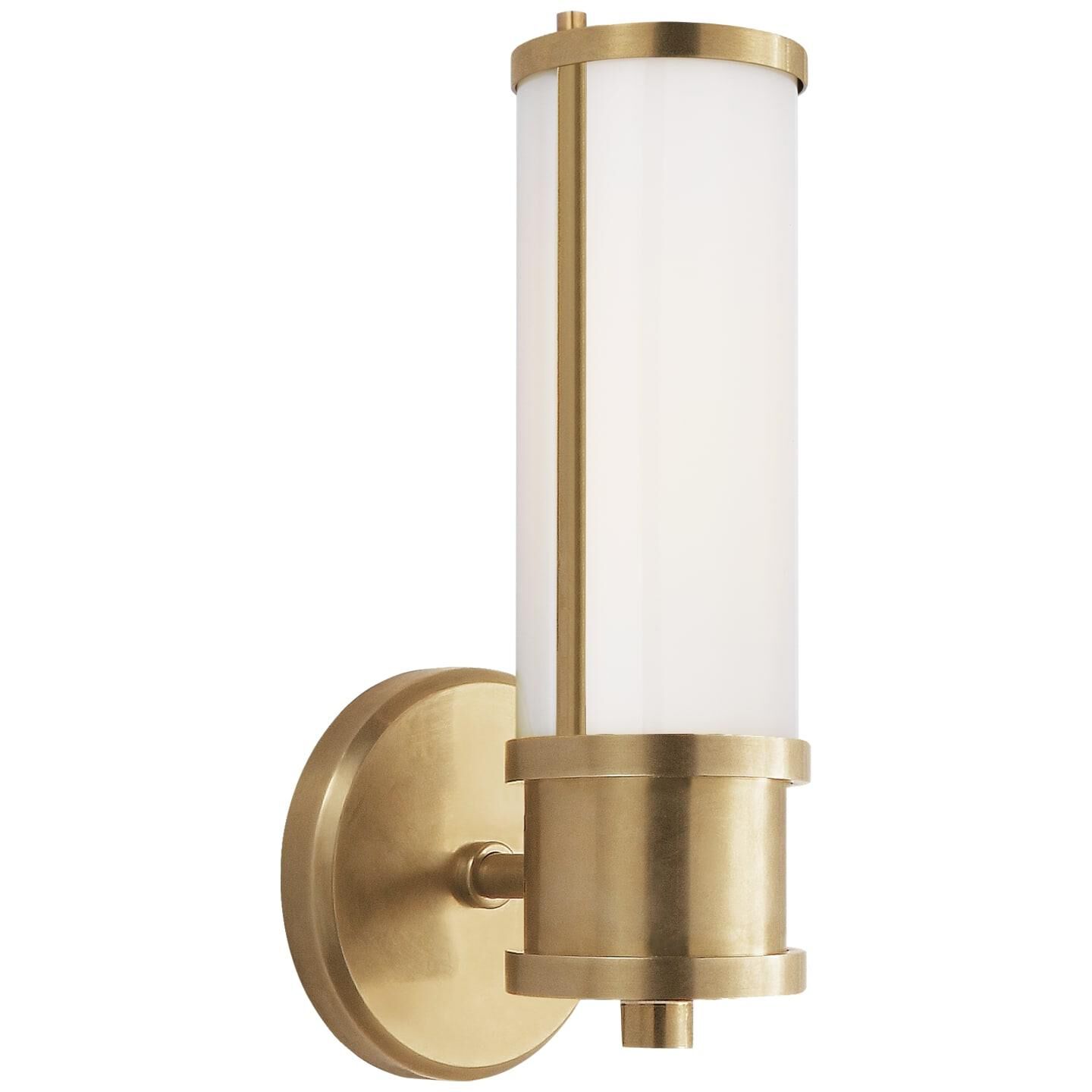 Shown in Natural Brass finish and White glass