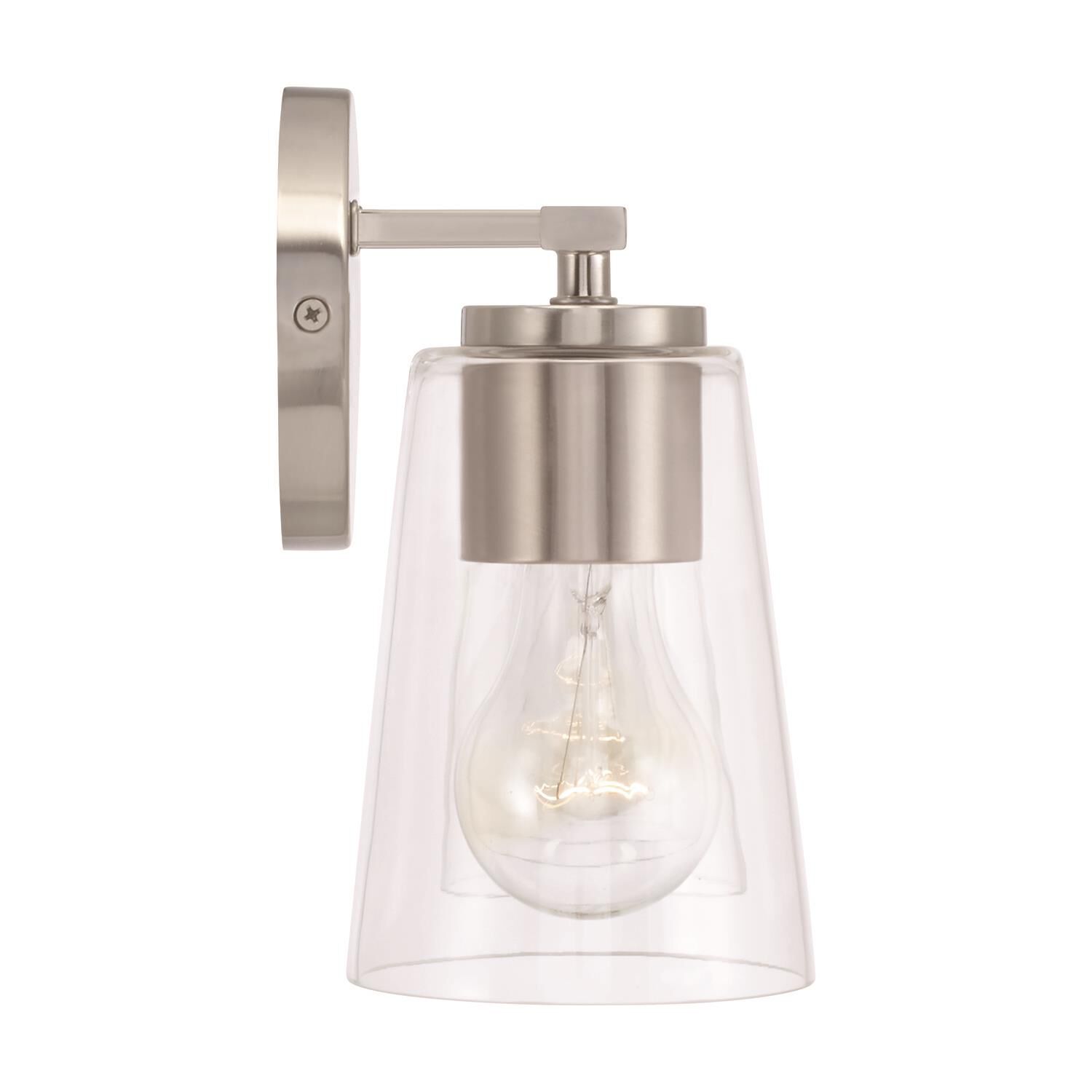 Shown in Brushed and Satin Nickel finish and Clear glass