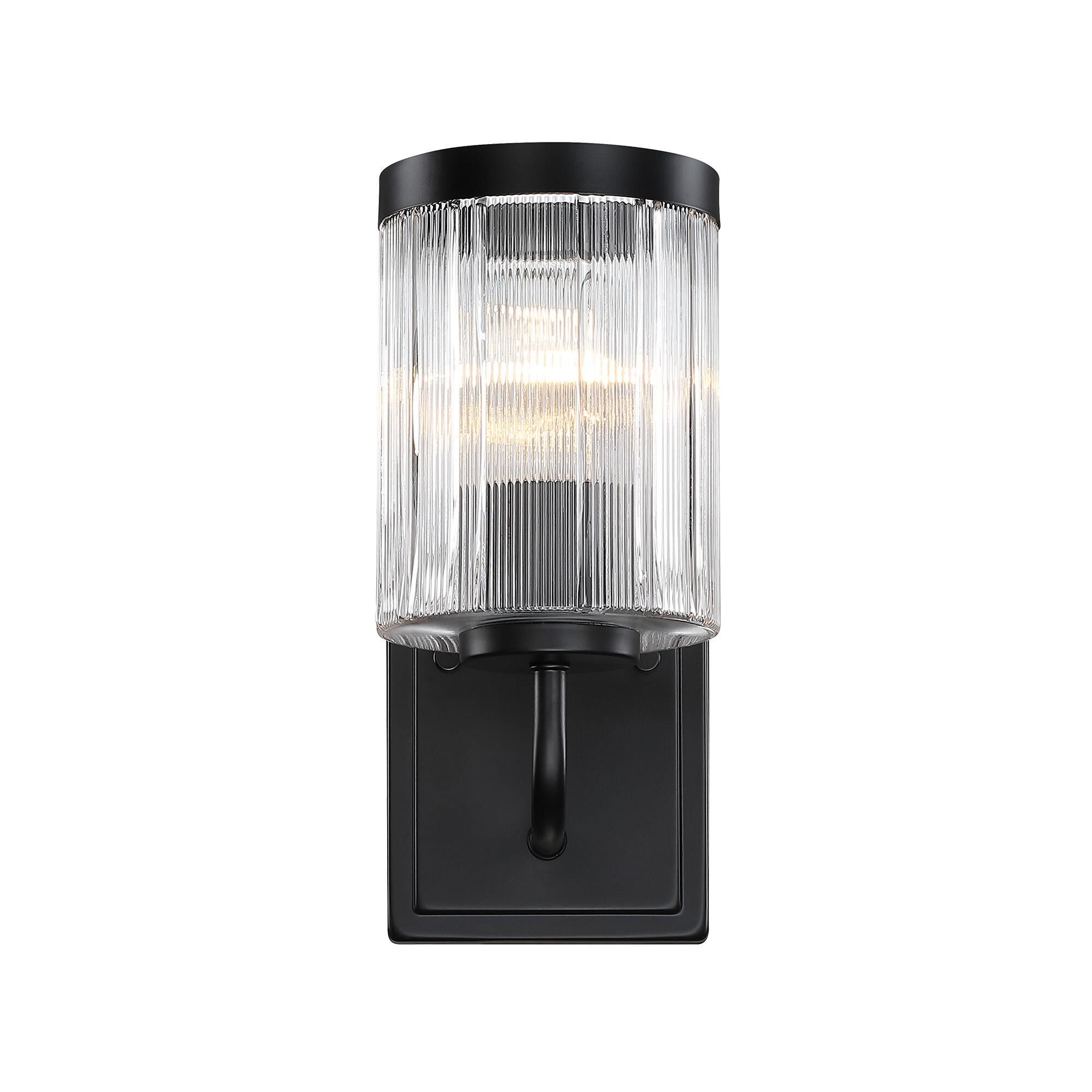 Shown in Matte Black finish and Clear Ribbed glass