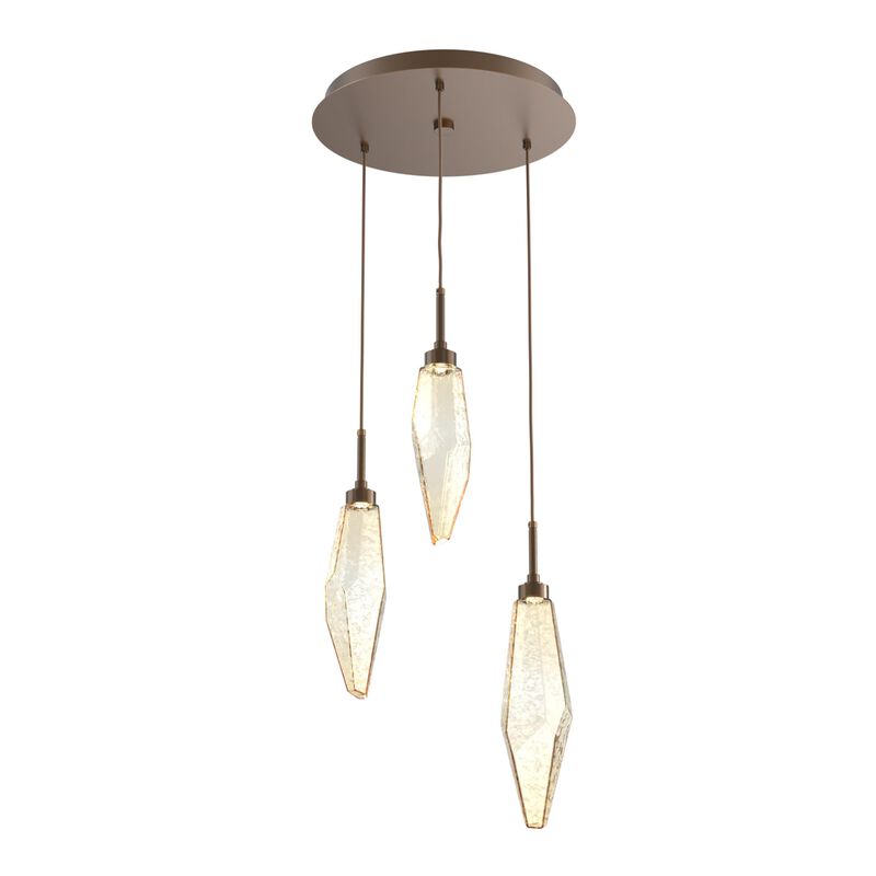 Rock Crystal 17 Inch 3 Light Multi Light Pendant by Hammerton Studio