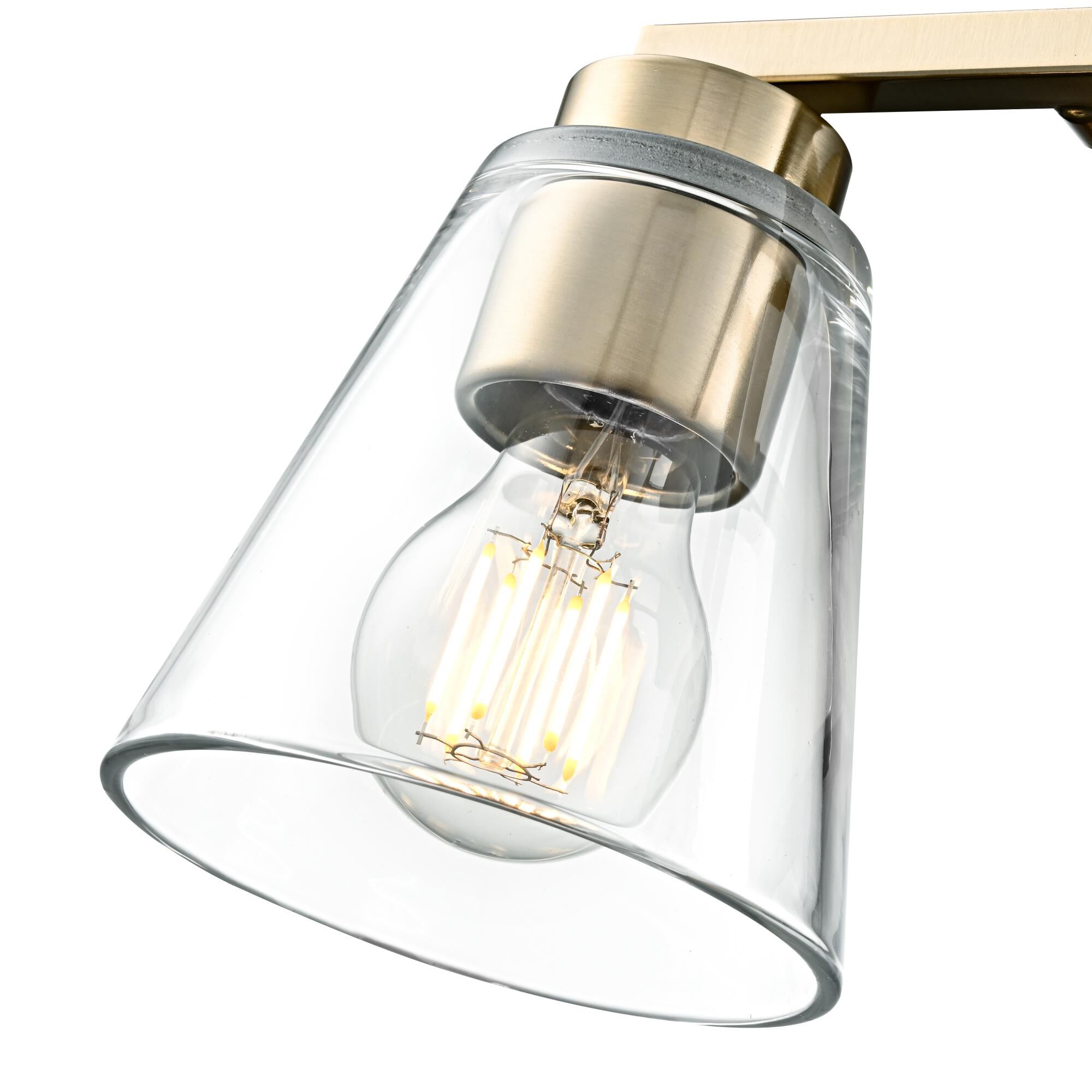 Shown in Modern Gold finish and Clear glass