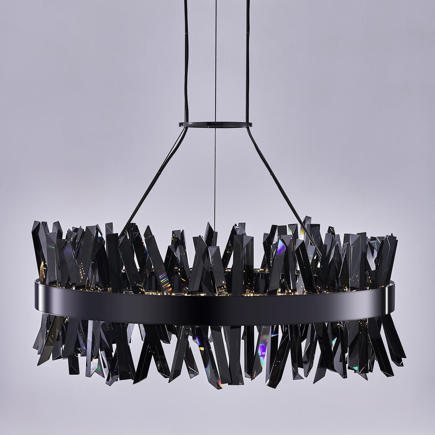 Shown in Black Nickel finish and Smoked Firenze crystal