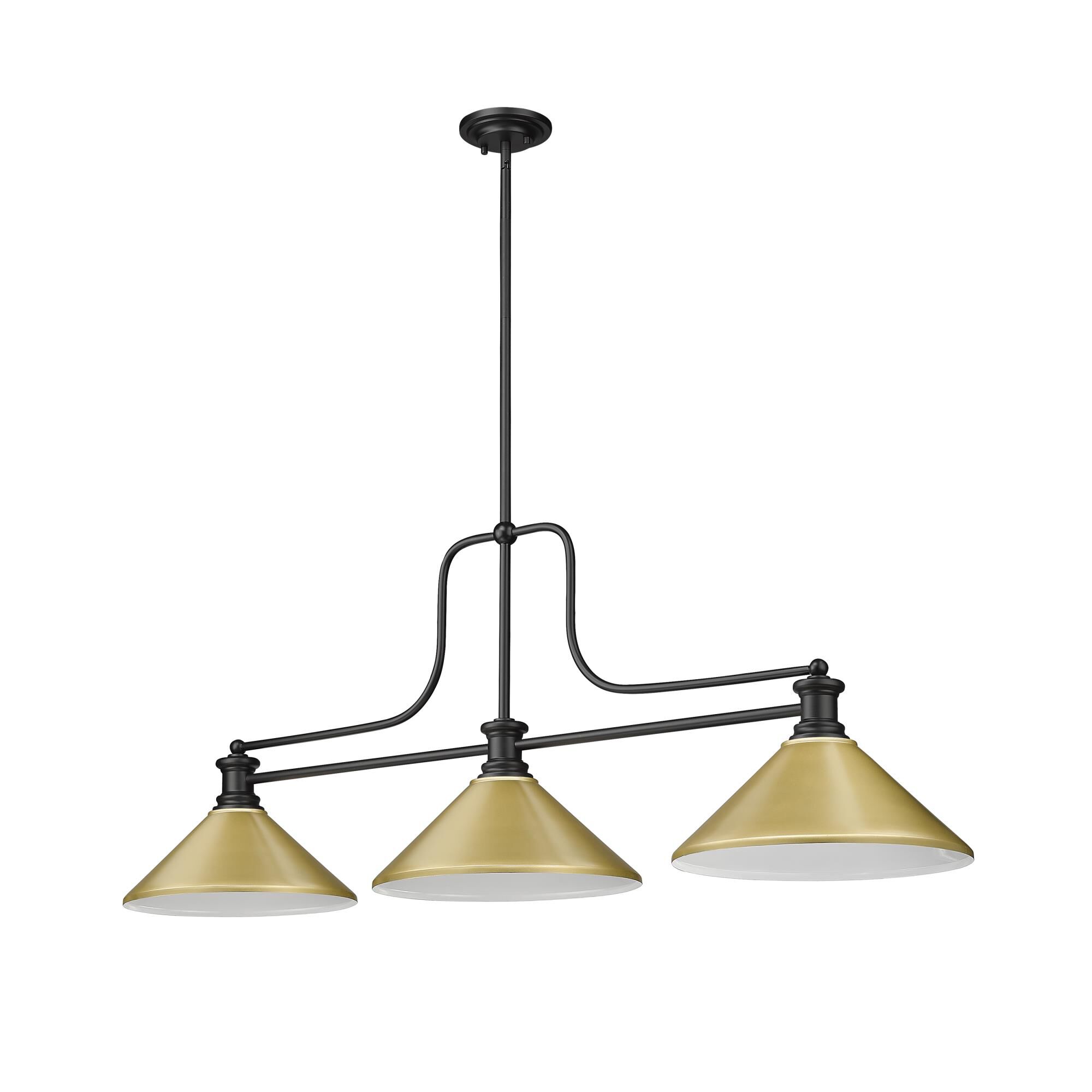 Shown in Matte Black finish and Satin Gold shade