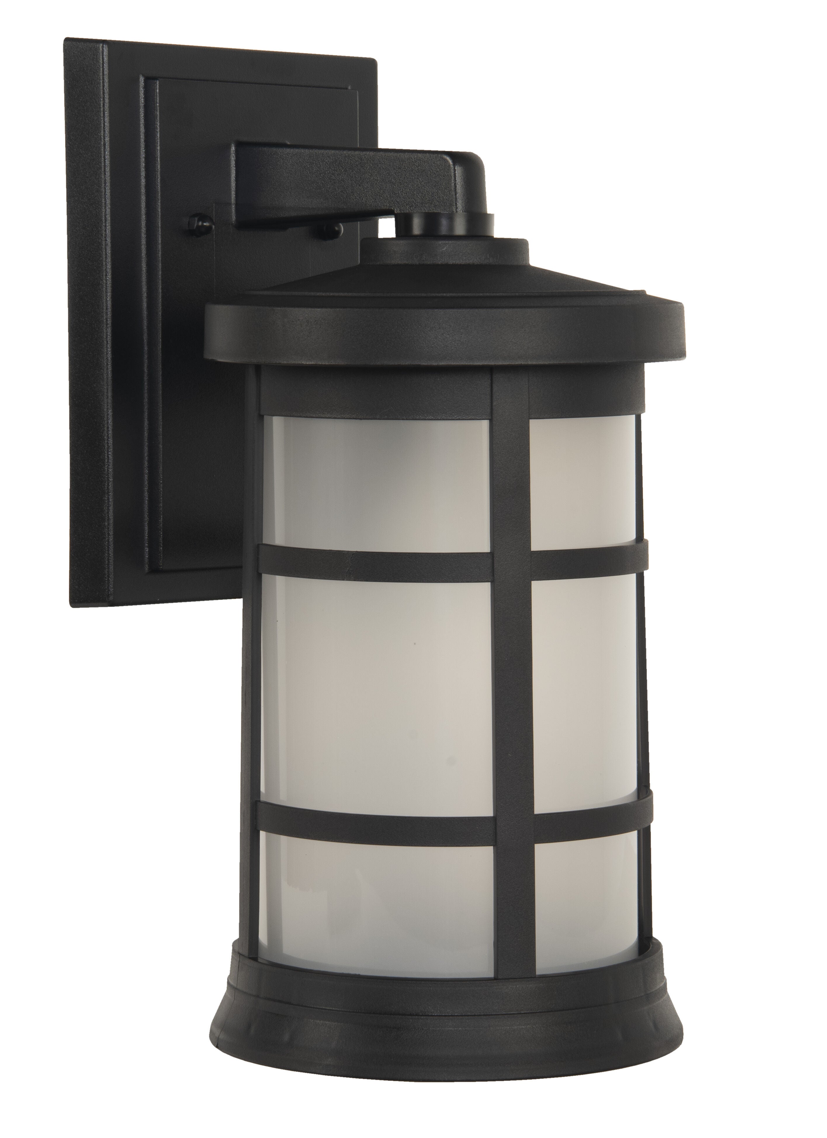 Shown in Textured Matte Black finish and Frosted glass and Polycarbonate shade