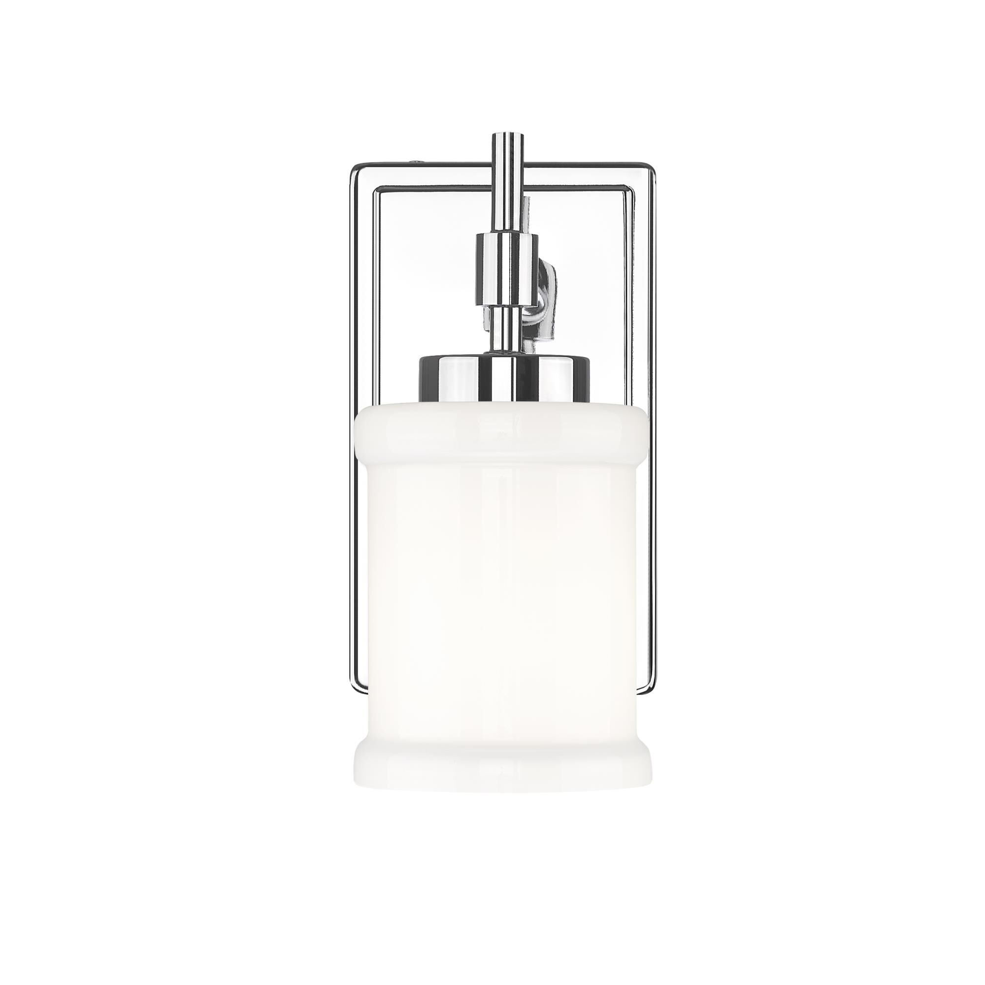 Shown in Chrome finish and Gloss Opal glass and Gloss Opal shade