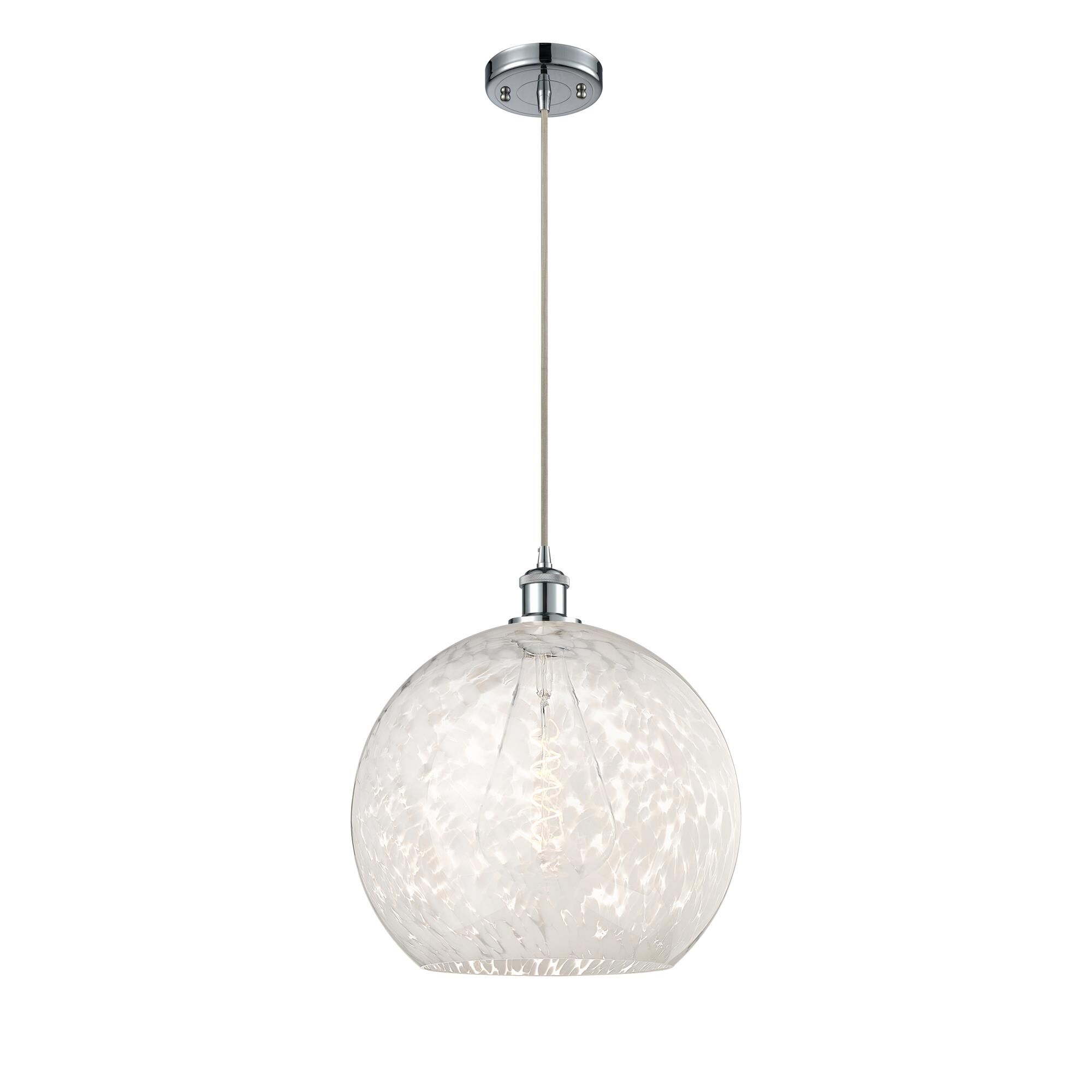 Shown in Polished Chrome finish and White Mouchette glass