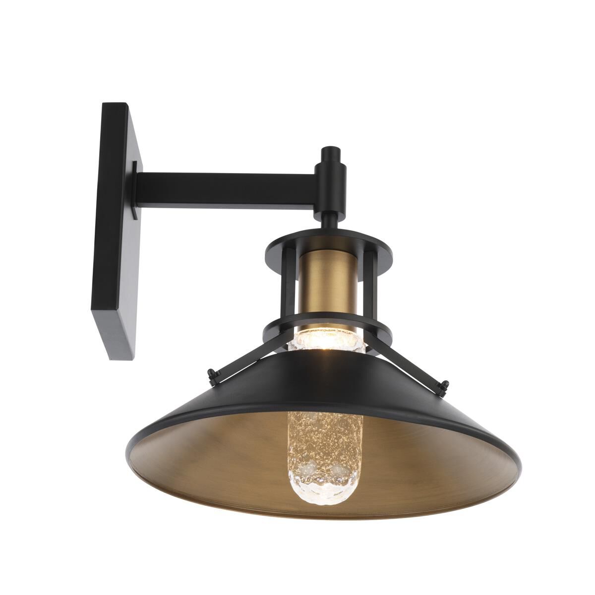 Shown in Black and Aged Brass finish and Hammered Seedy Diffuser glass