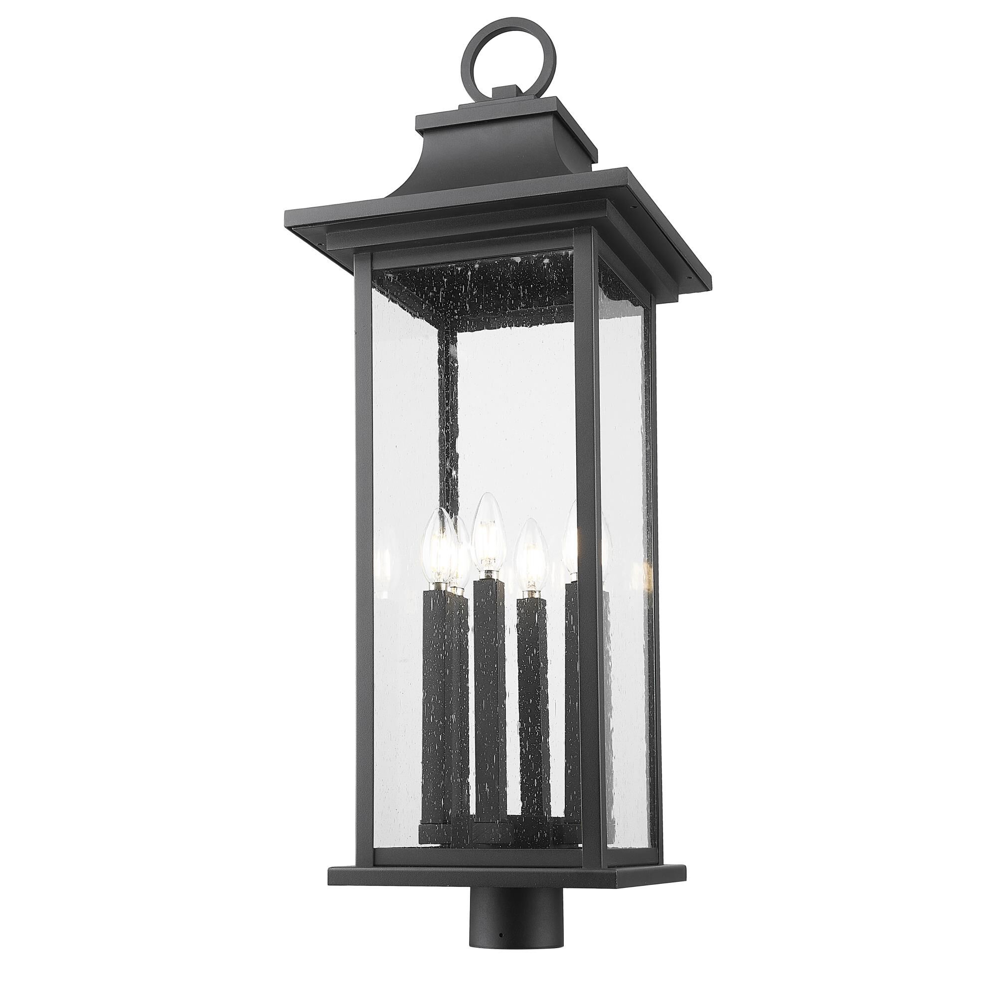 Shown in Black finish and Clear Seedy glass and Clear Seedy shade