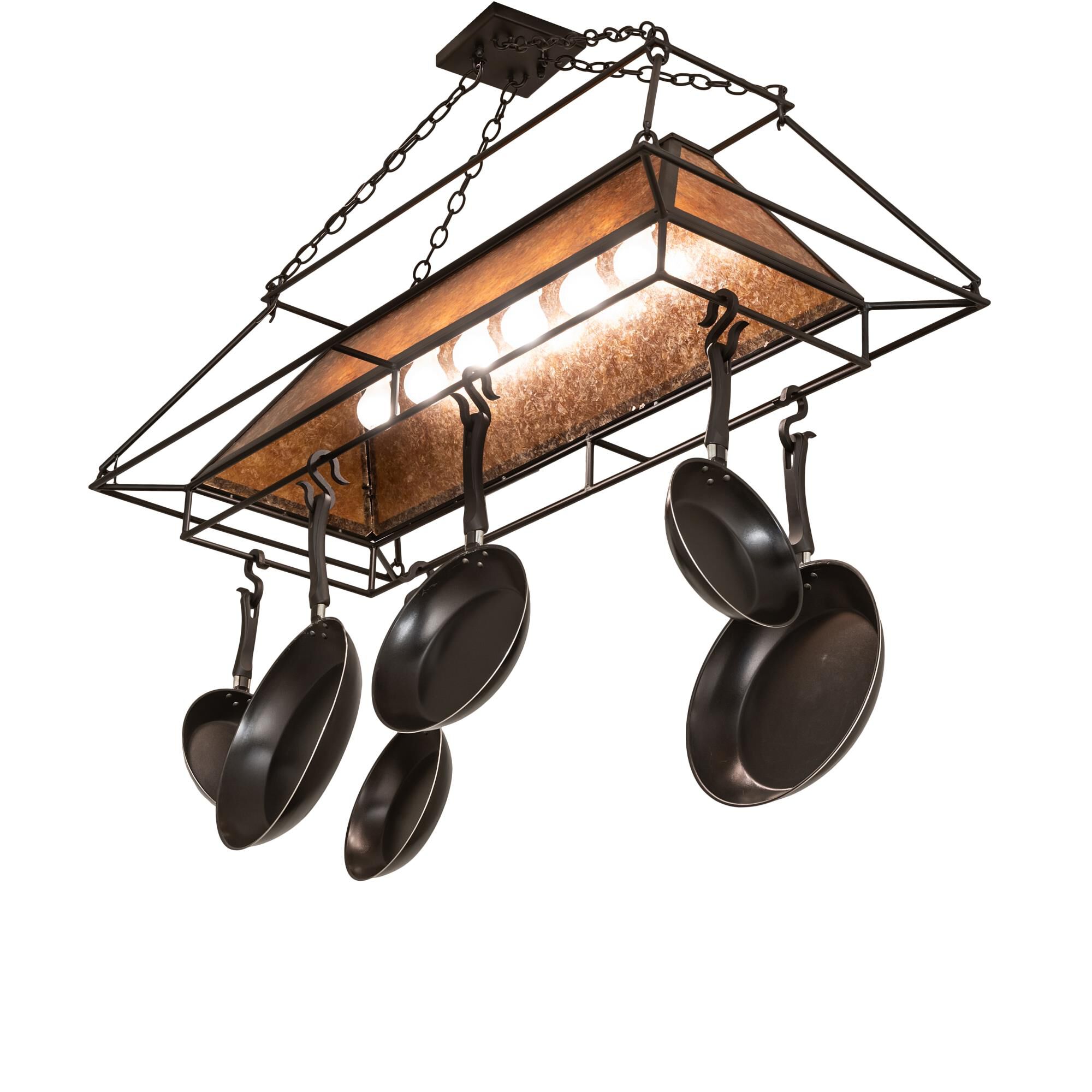 48 Inch 6 Light Lighted Pot Rack by Meyda Lighting