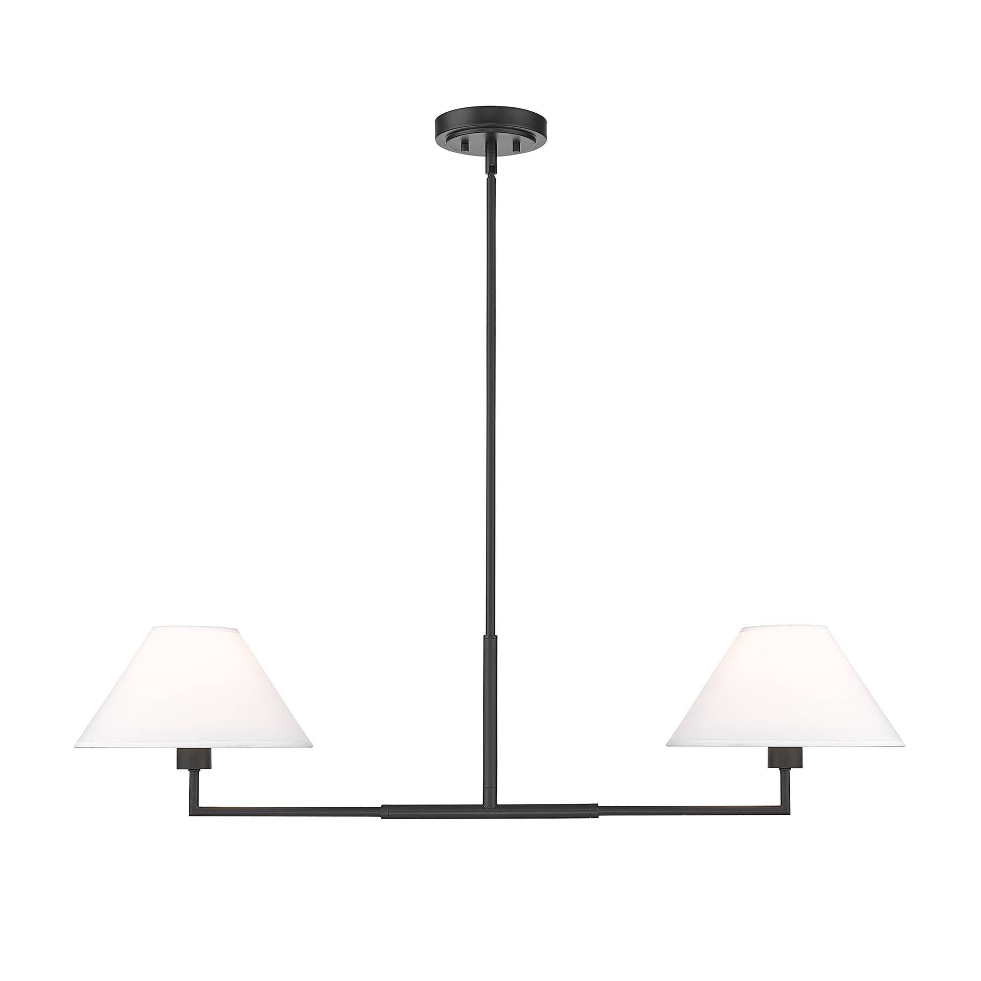 Shown in Matte Black finish and White Linen glass and White Linen shade