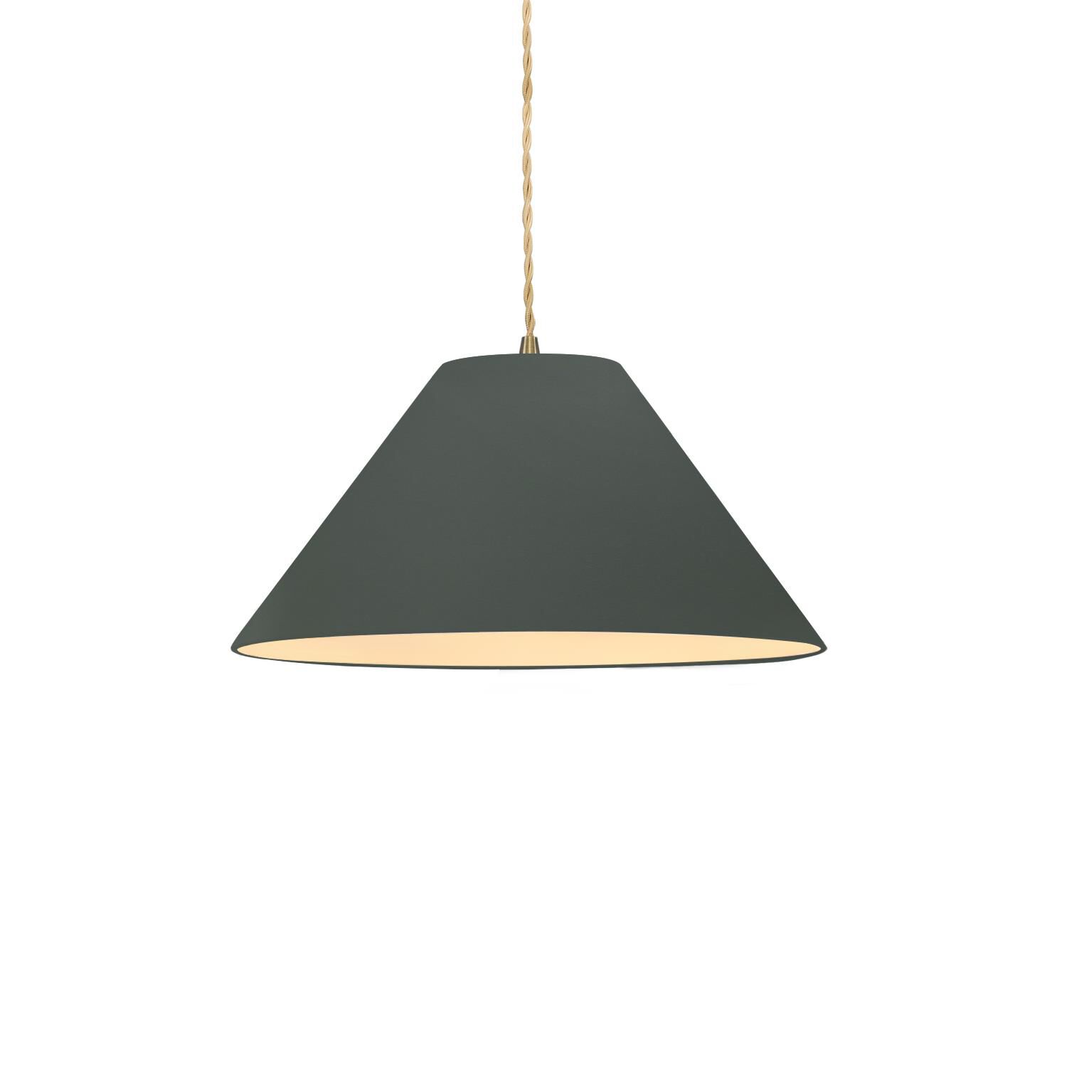 Shown in Antique Brass finish and Pewter Green shade