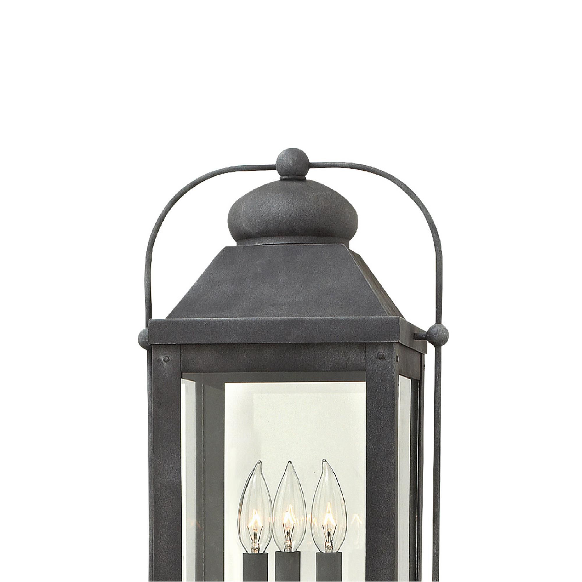 Shown in Aged Zinc finish and Clear glass
