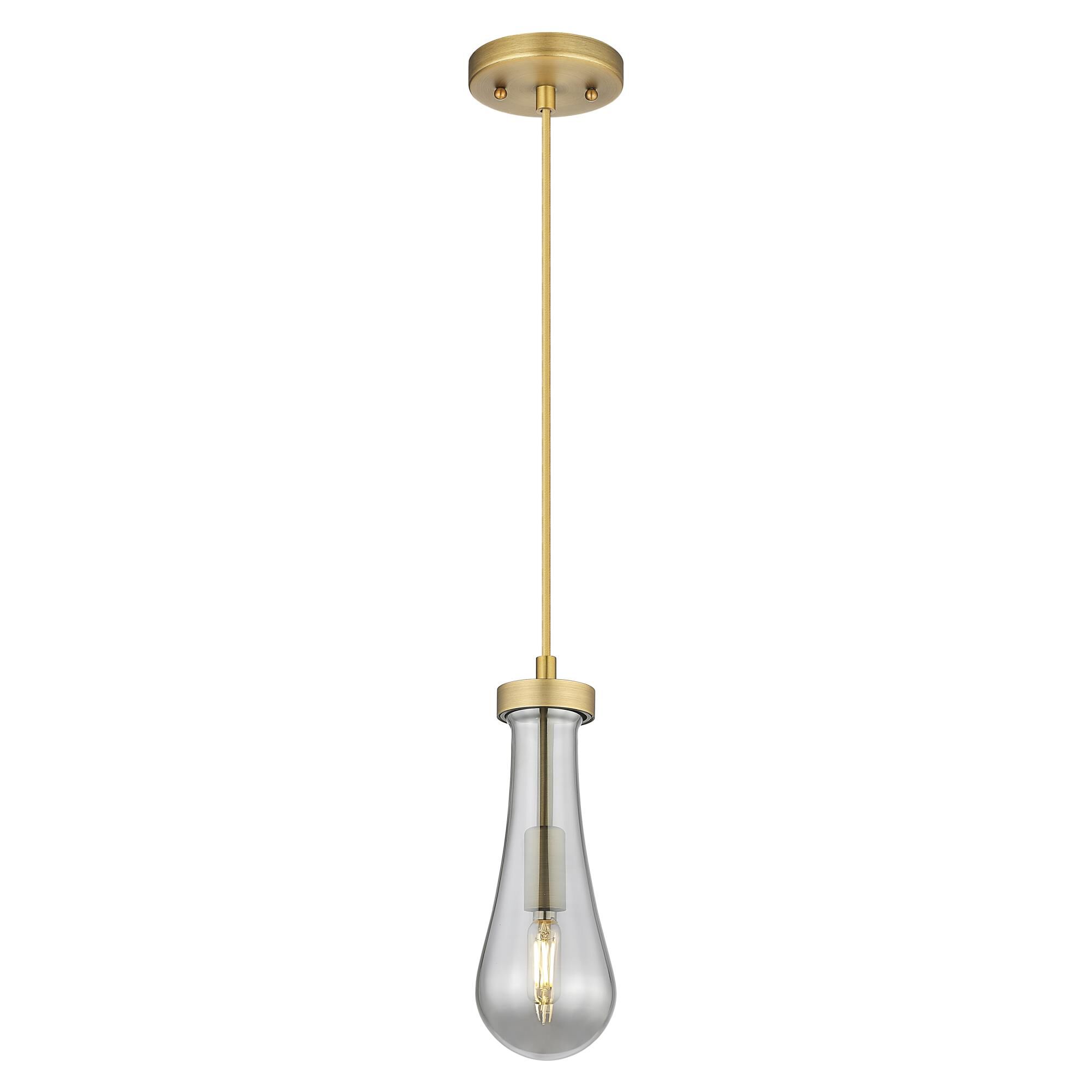 Shown in Brushed Brass finish and Light Smoke glass