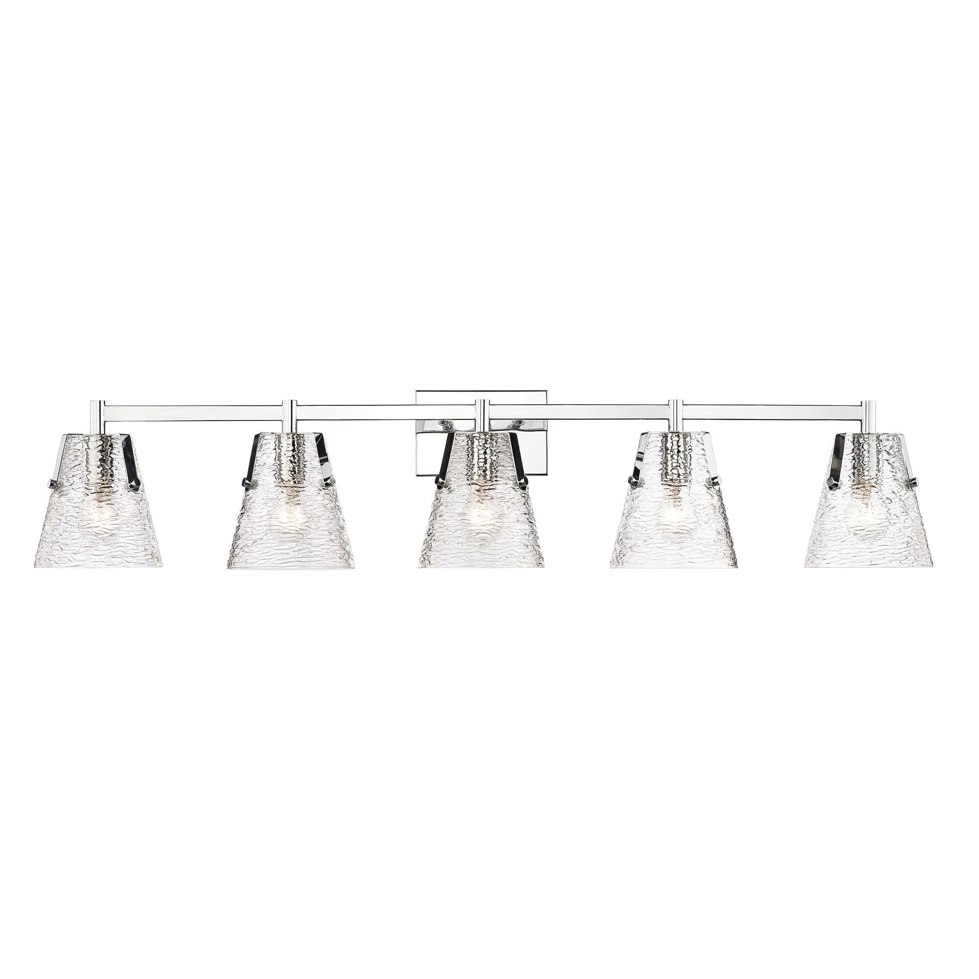 Shown in Brushed Nickel finish and Clear Ribbed glass