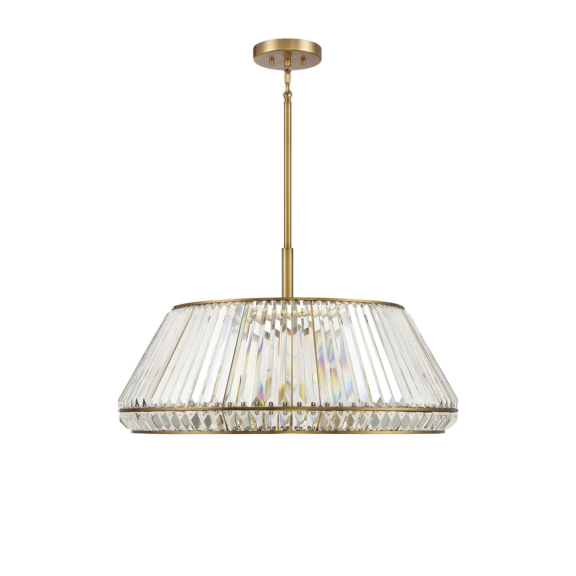 Shown in Warm Brass finish and Clear crystal