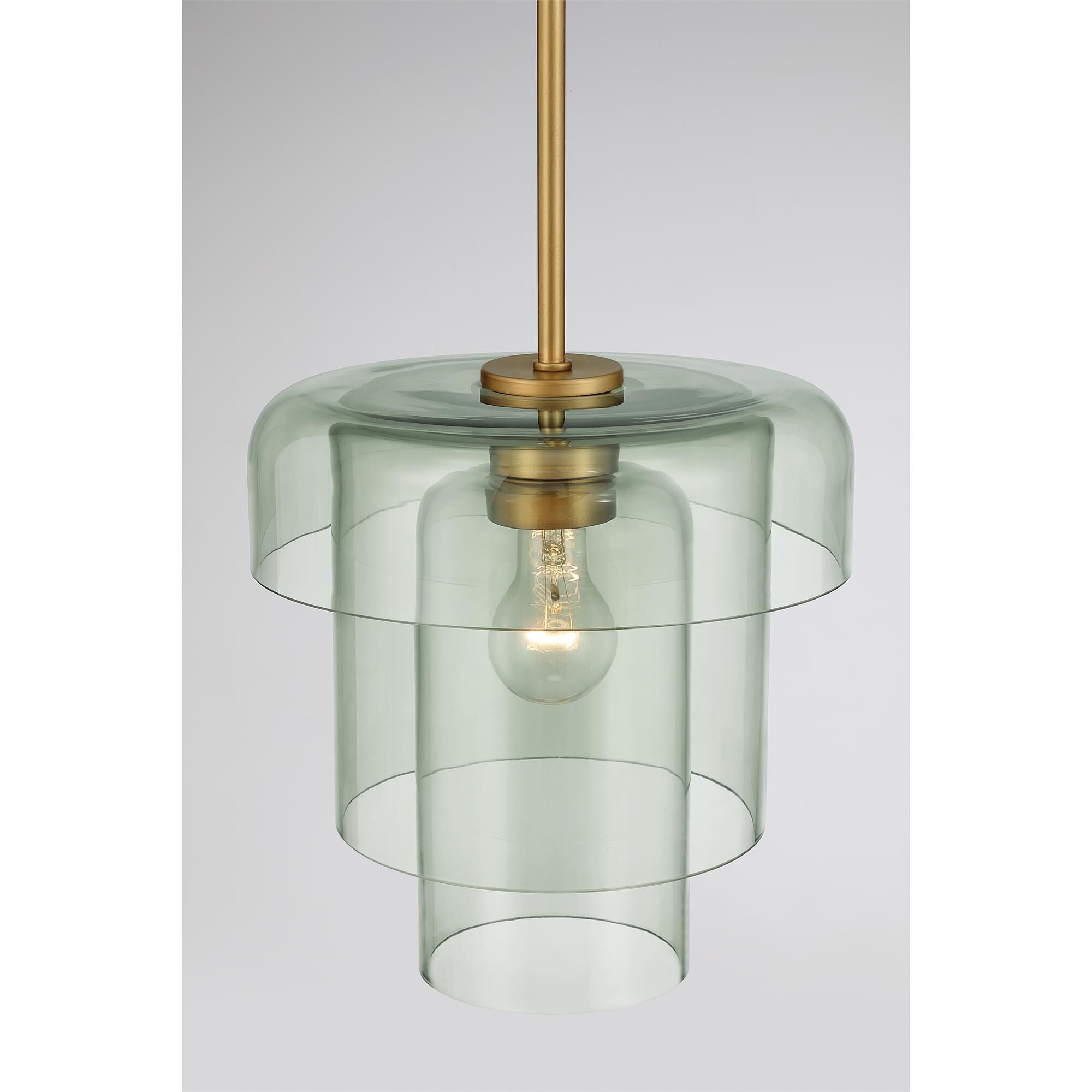 Shown in Legacy Brass finish and Green glass
