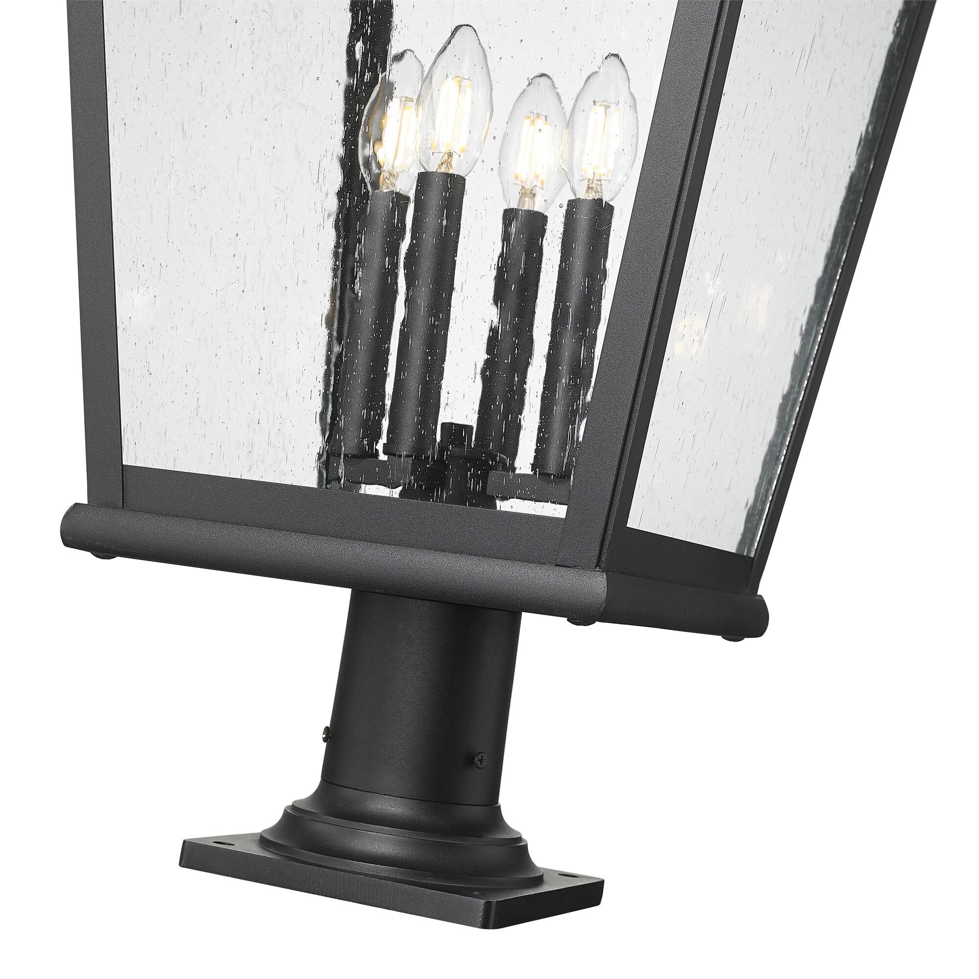 Shown in Sand Black finish and Clear Seedy glass