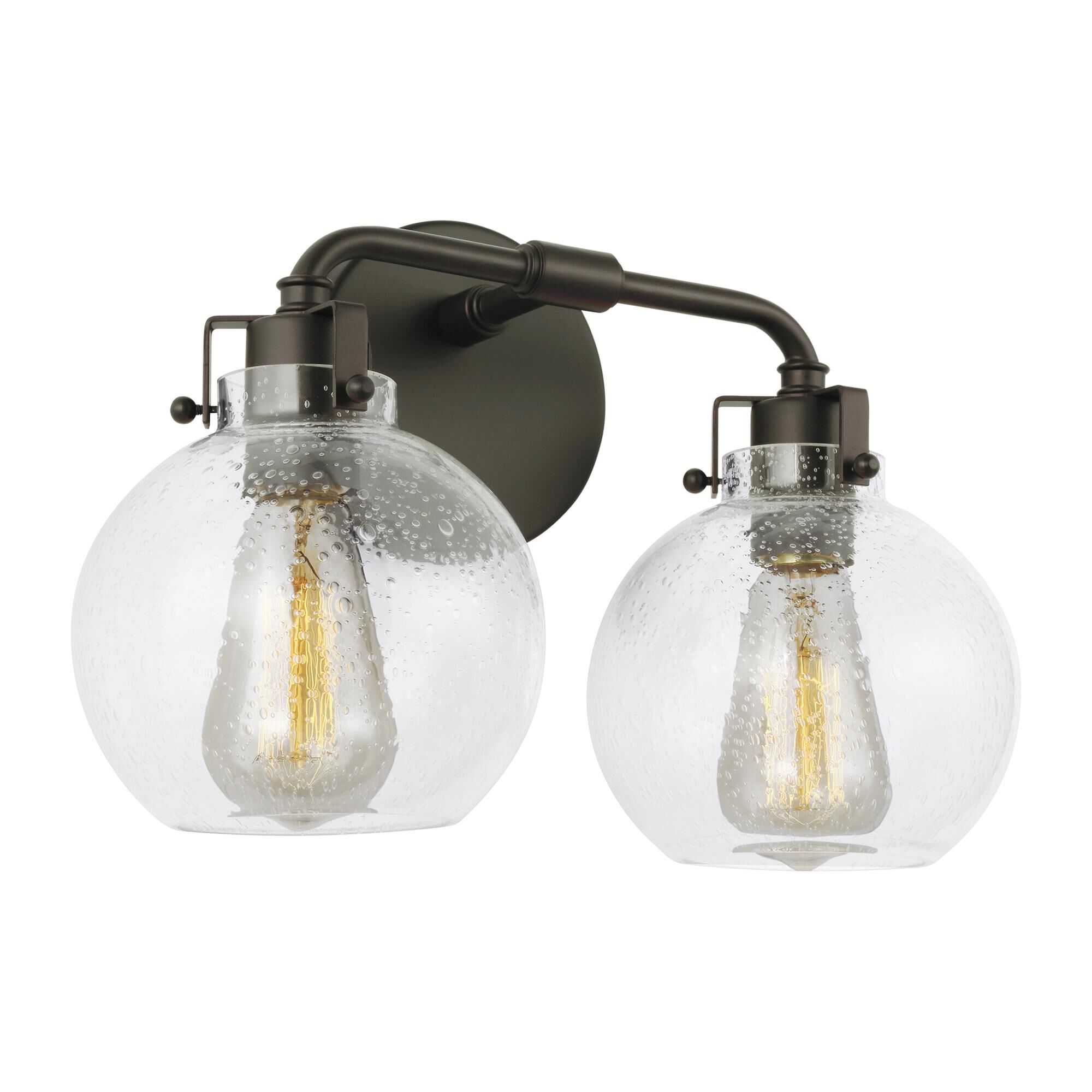 Shown in Oil Rubbed Bronze finish and Clear Seeded glass