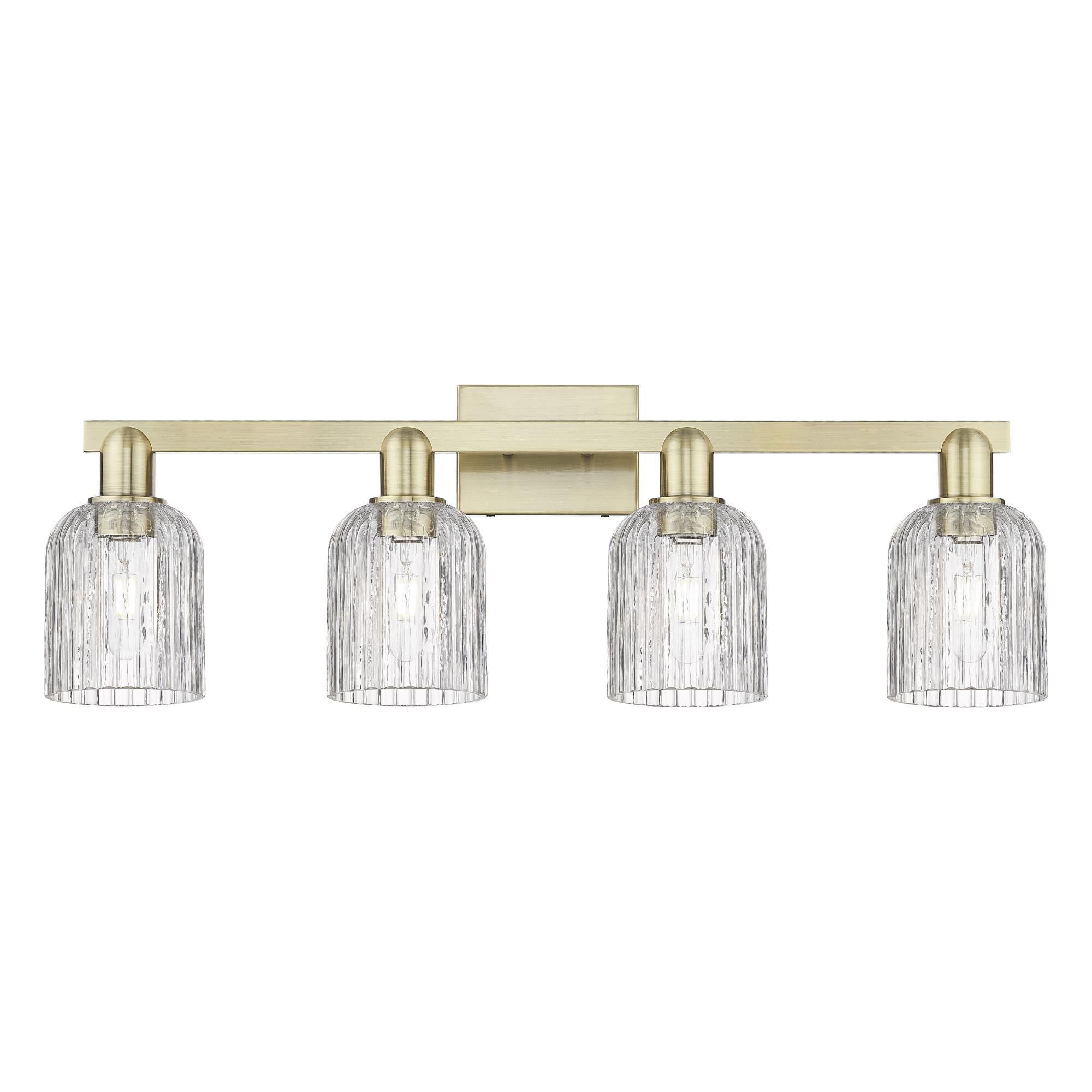 Shown in Antique Brass finish and Clear glass