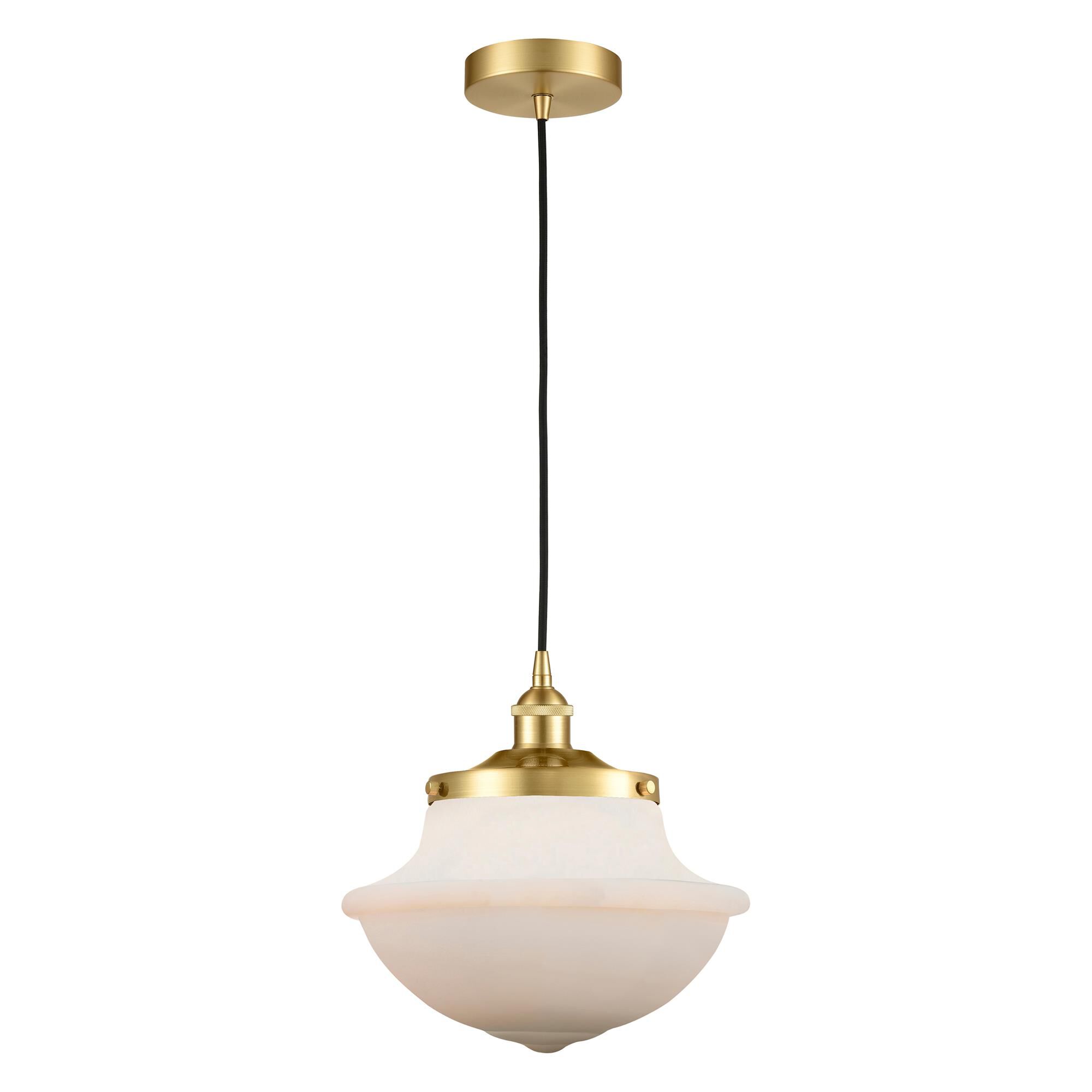 Shown in Satin Gold finish and Matte White glass