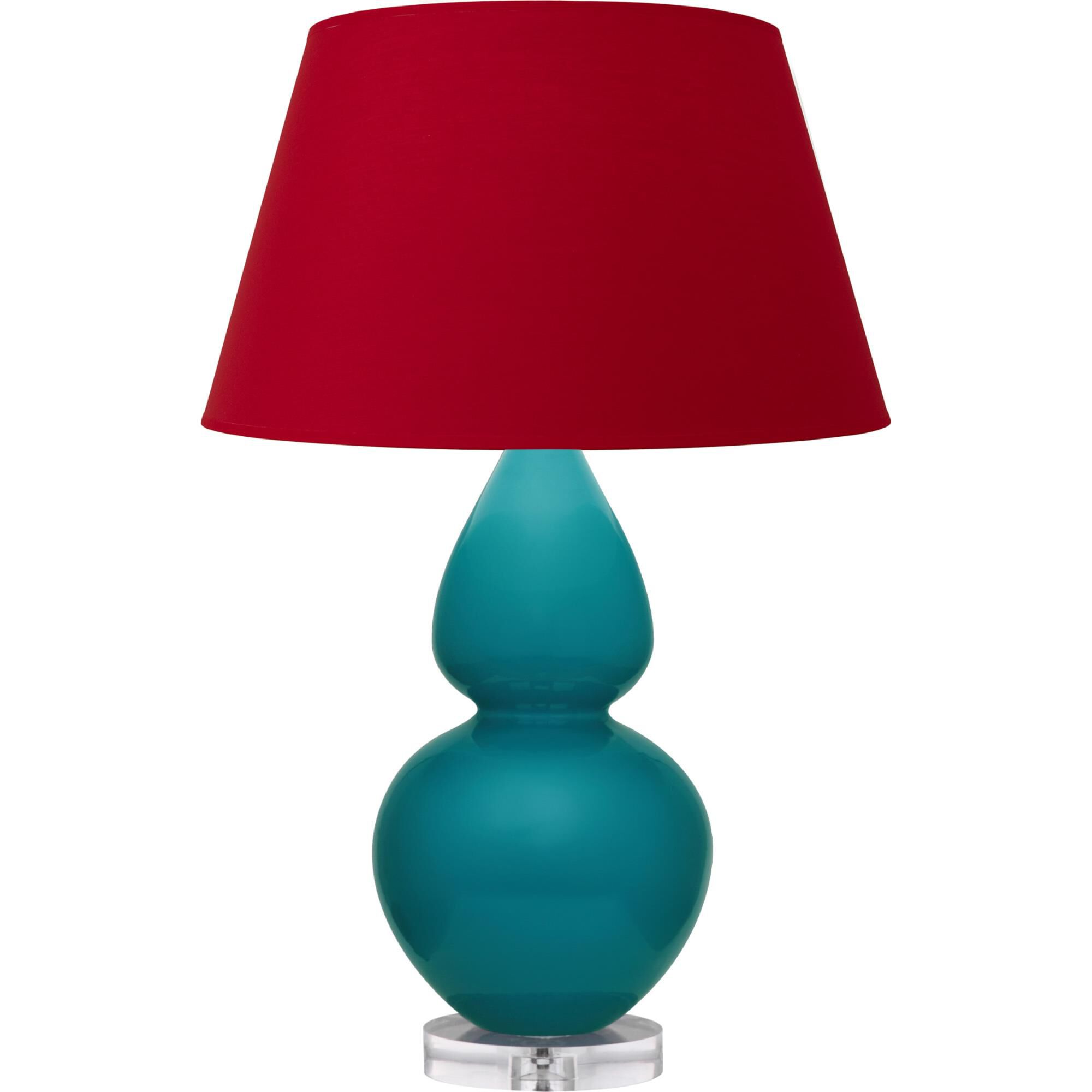 Shown in Peacock finish and Black and Red shade and Lucite accent