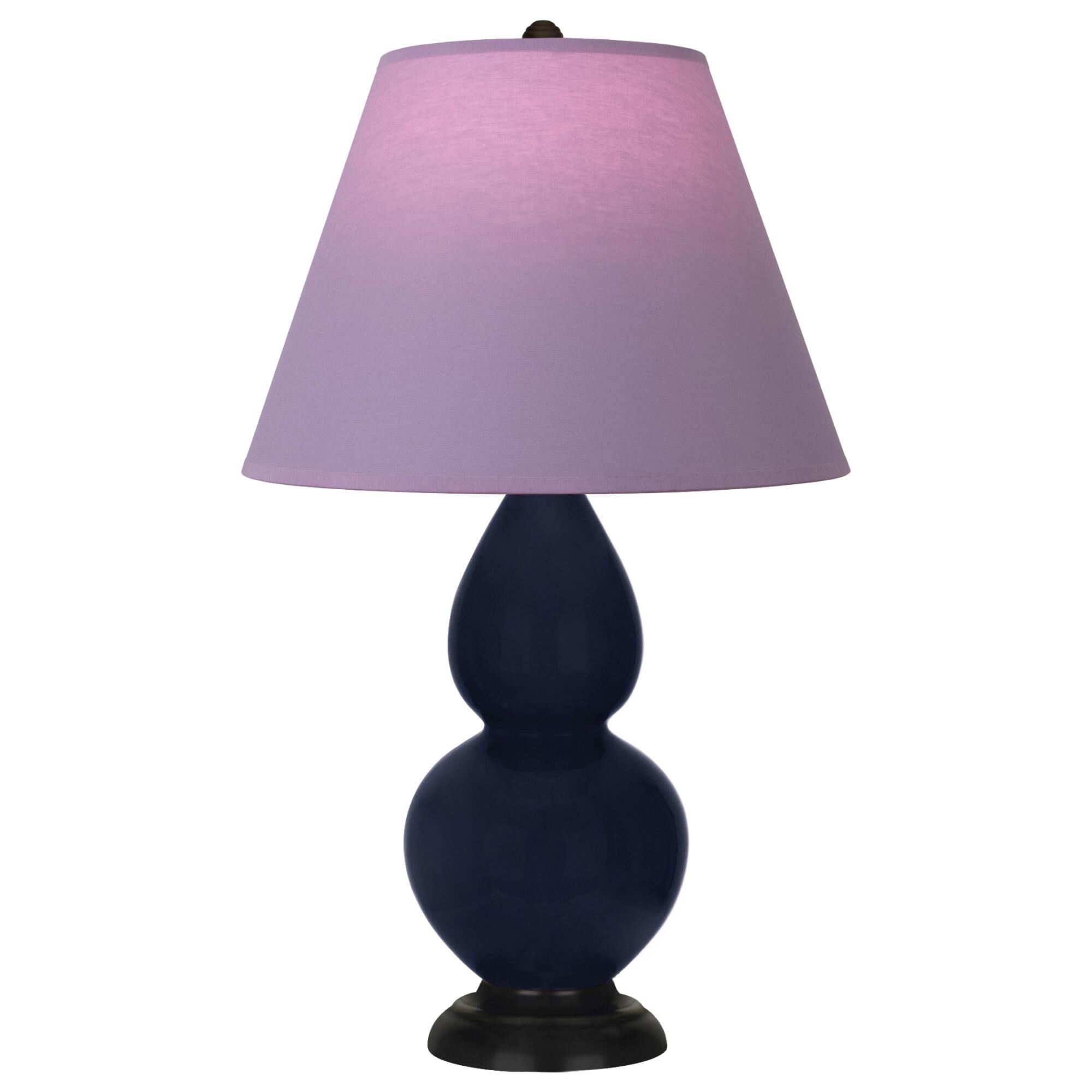 Shown in Midnight Blue finish and Lavender and Plum shade and Deep Patina Bronze accent