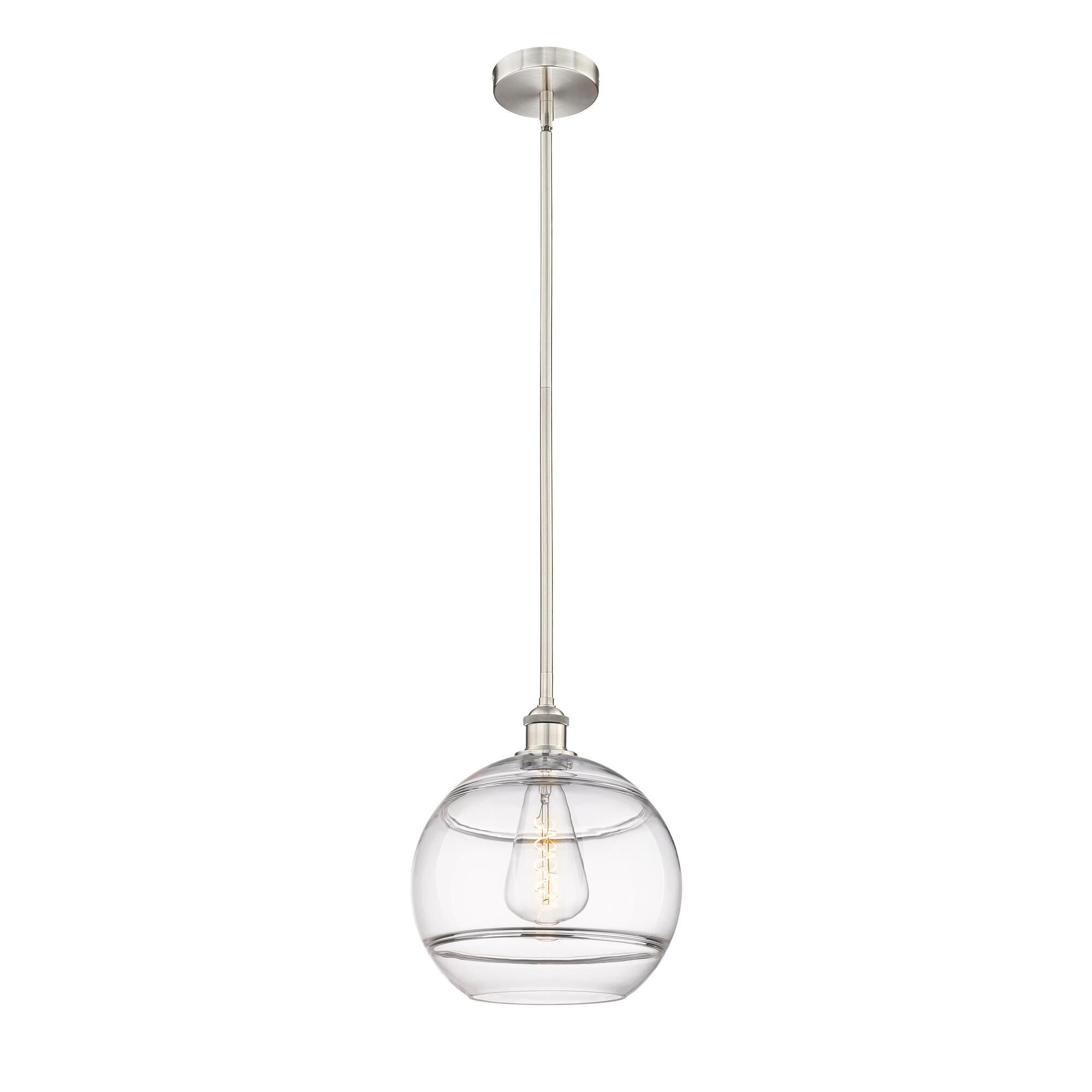 Shown in Brushed Satin Nickel finish and Clear glass