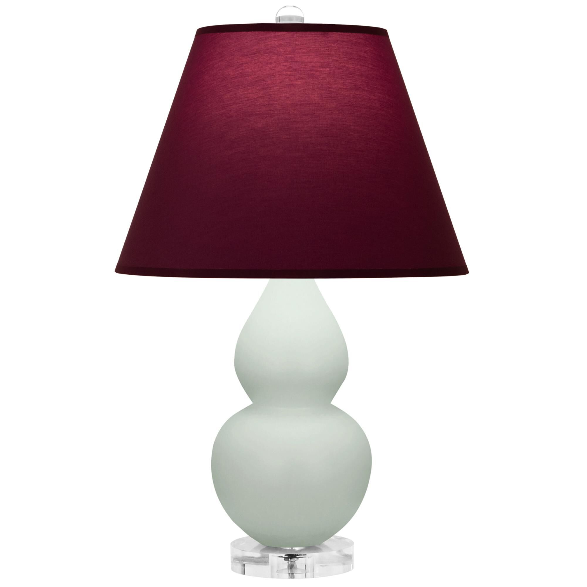 Shown in Matte Celadon finish and Plum and Lavender shade and Lucite accent