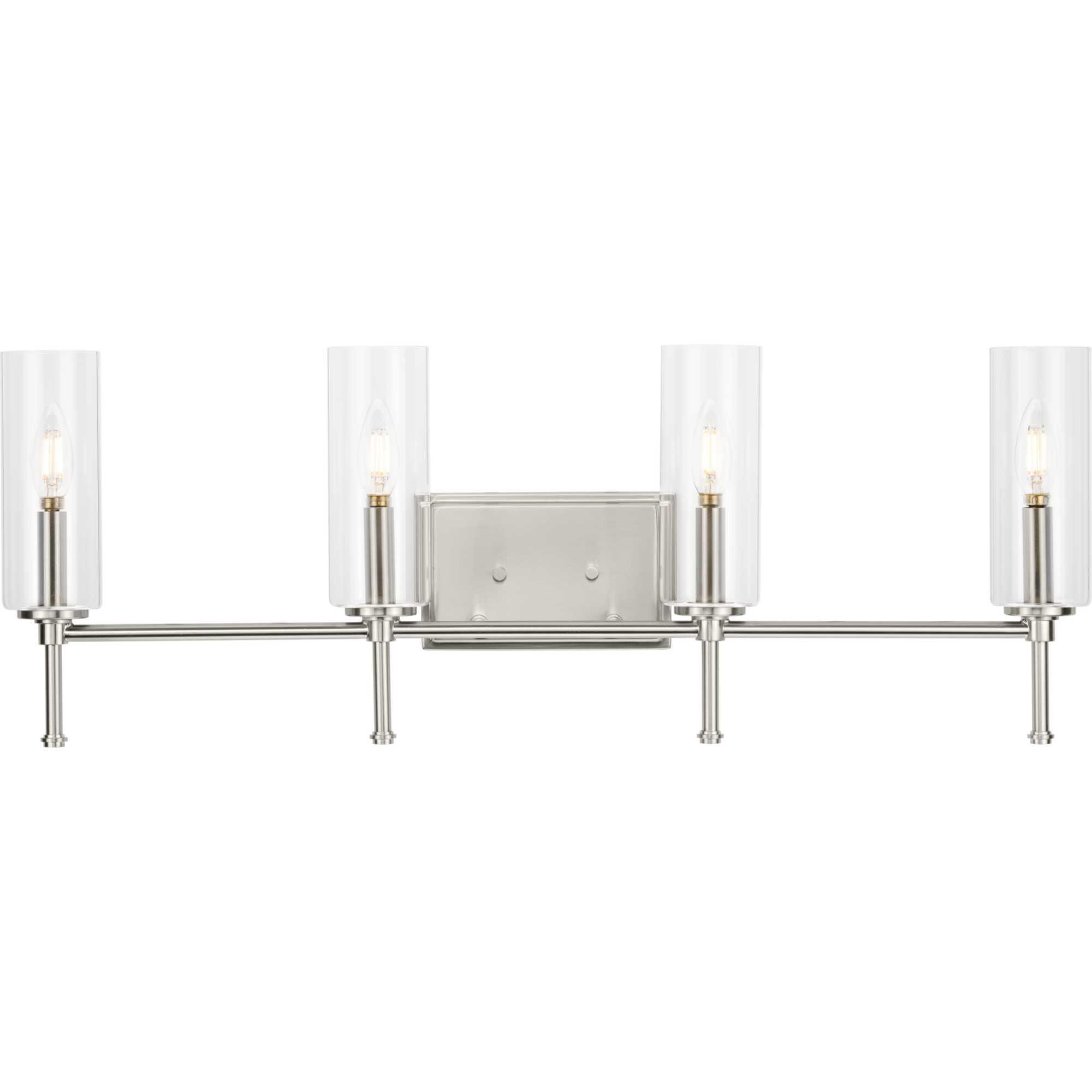 Shown in Brushed Nickel finish and Clear glass