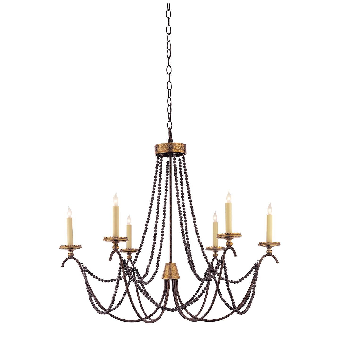 Shown in Hand Painted Rust Finish finish and Wood Beads accent