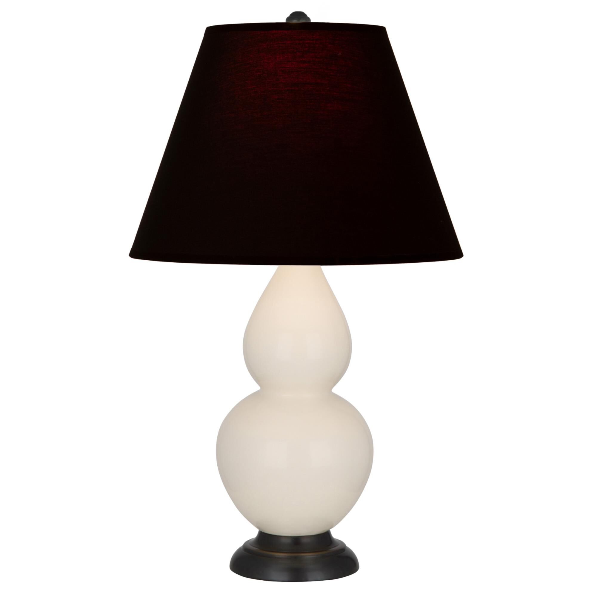 Shown in Bone finish and Ink Black with Rose Red Lining Fabric shade and Deep Patina Bronze accent