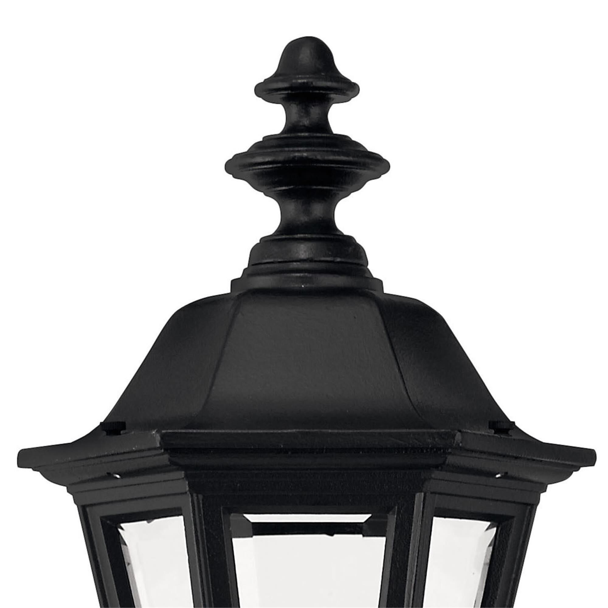 Shown in Black finish and Clear Beveled Panels glass