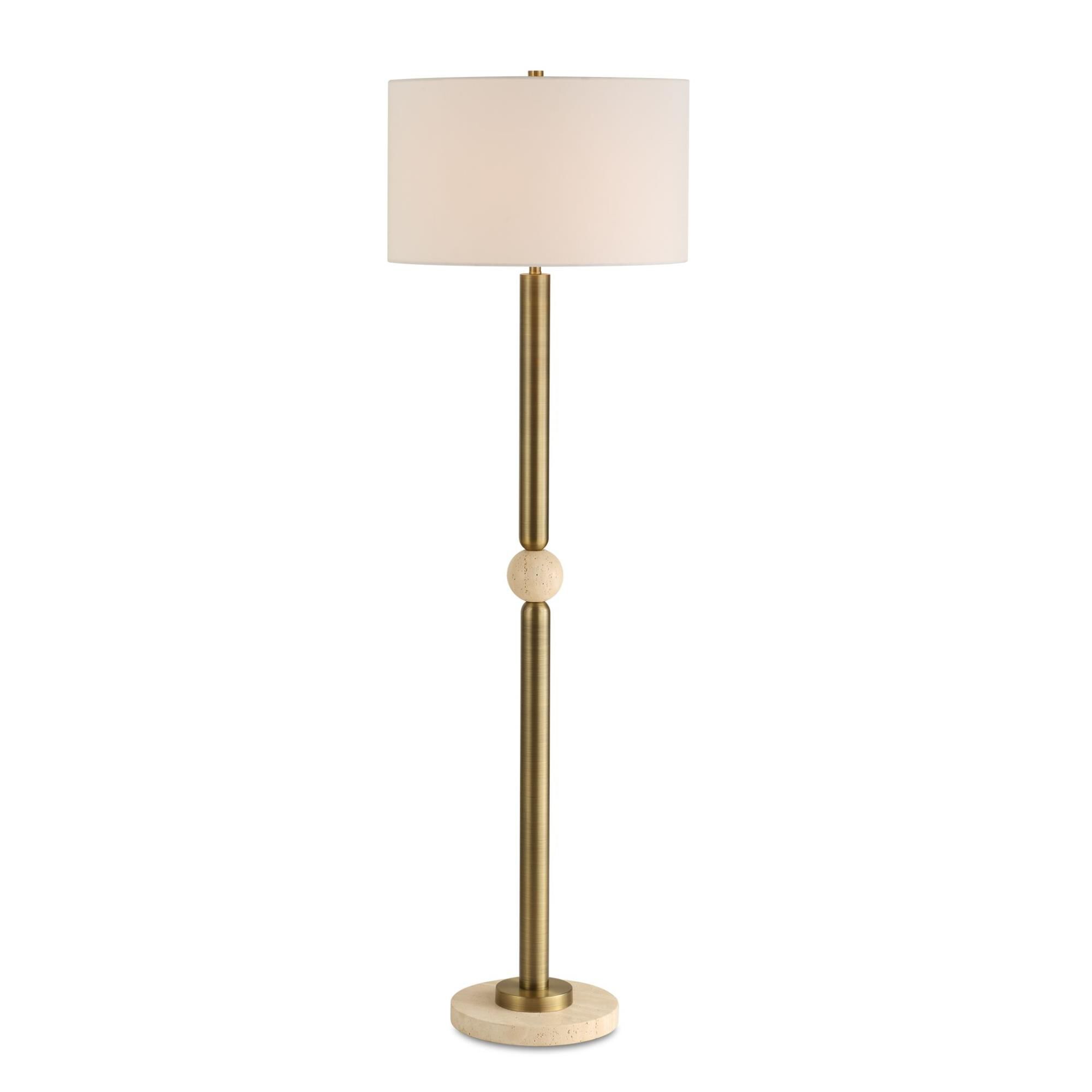 Shown in Brass, Gold finish and Round Drum Hardback shade