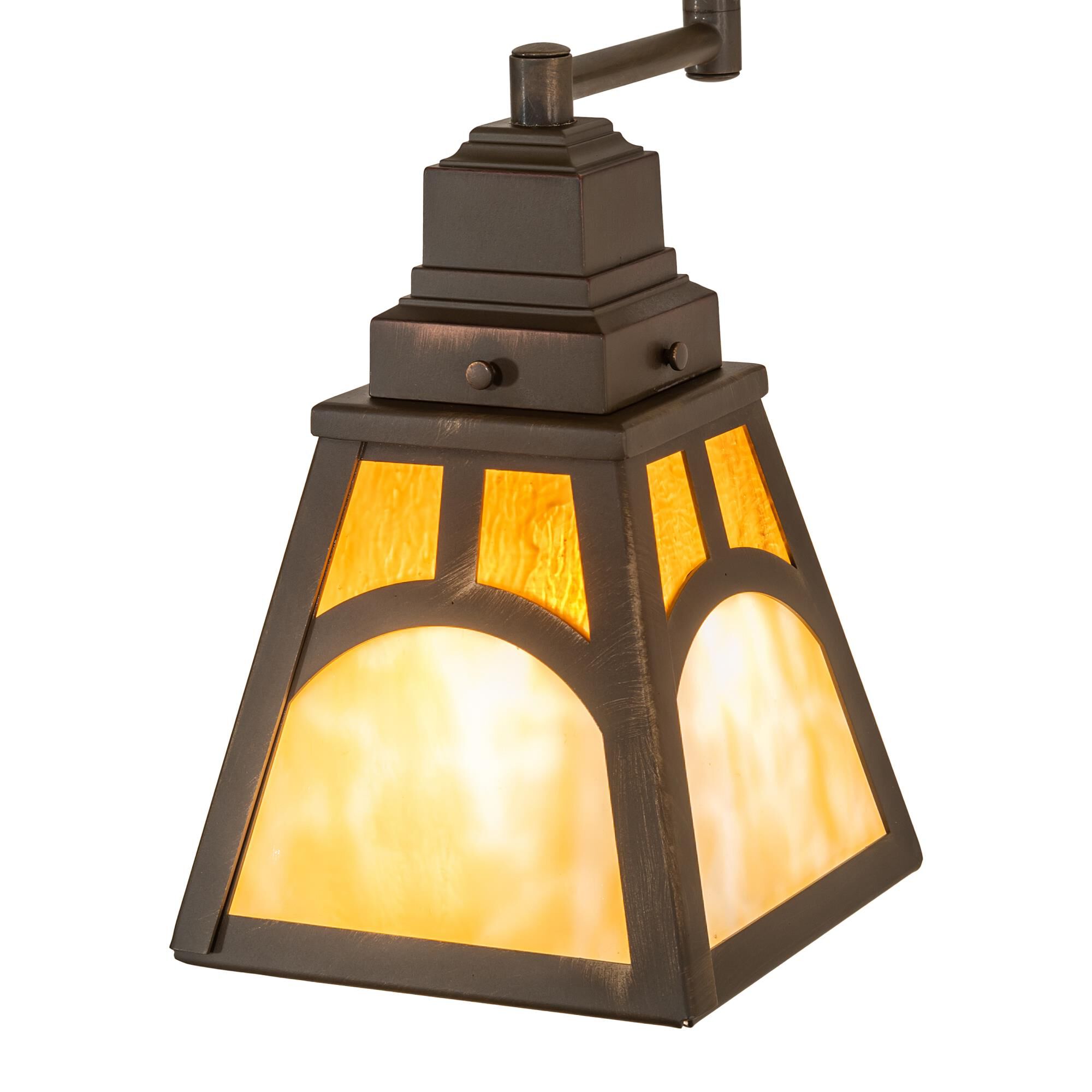 Shown in Antique Brass finish and Amber /Acrylic;Beige glass