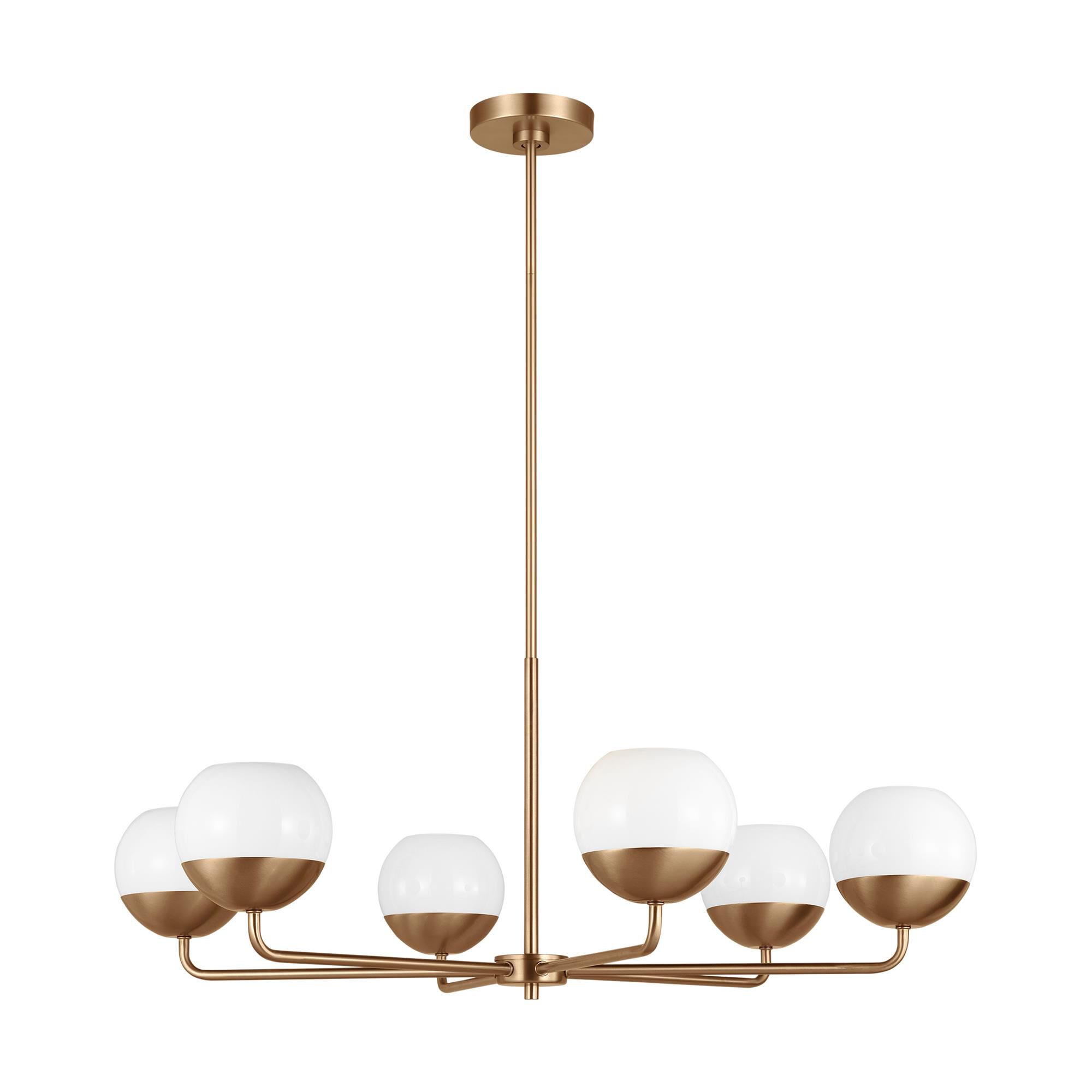 Shown in Satin Brass finish and Milk glass and Milk Glass s shade