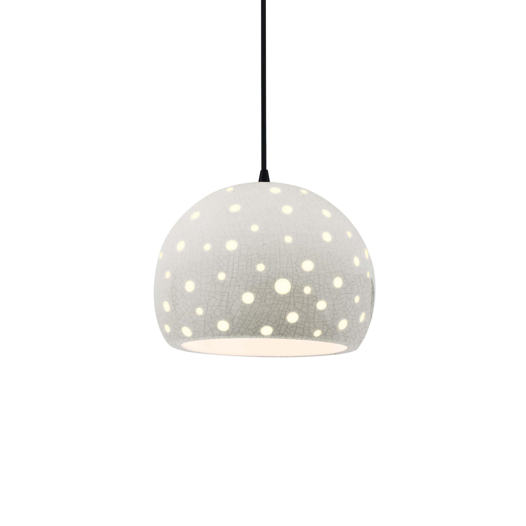 Shown in Matte Black finish and White Crackle shade