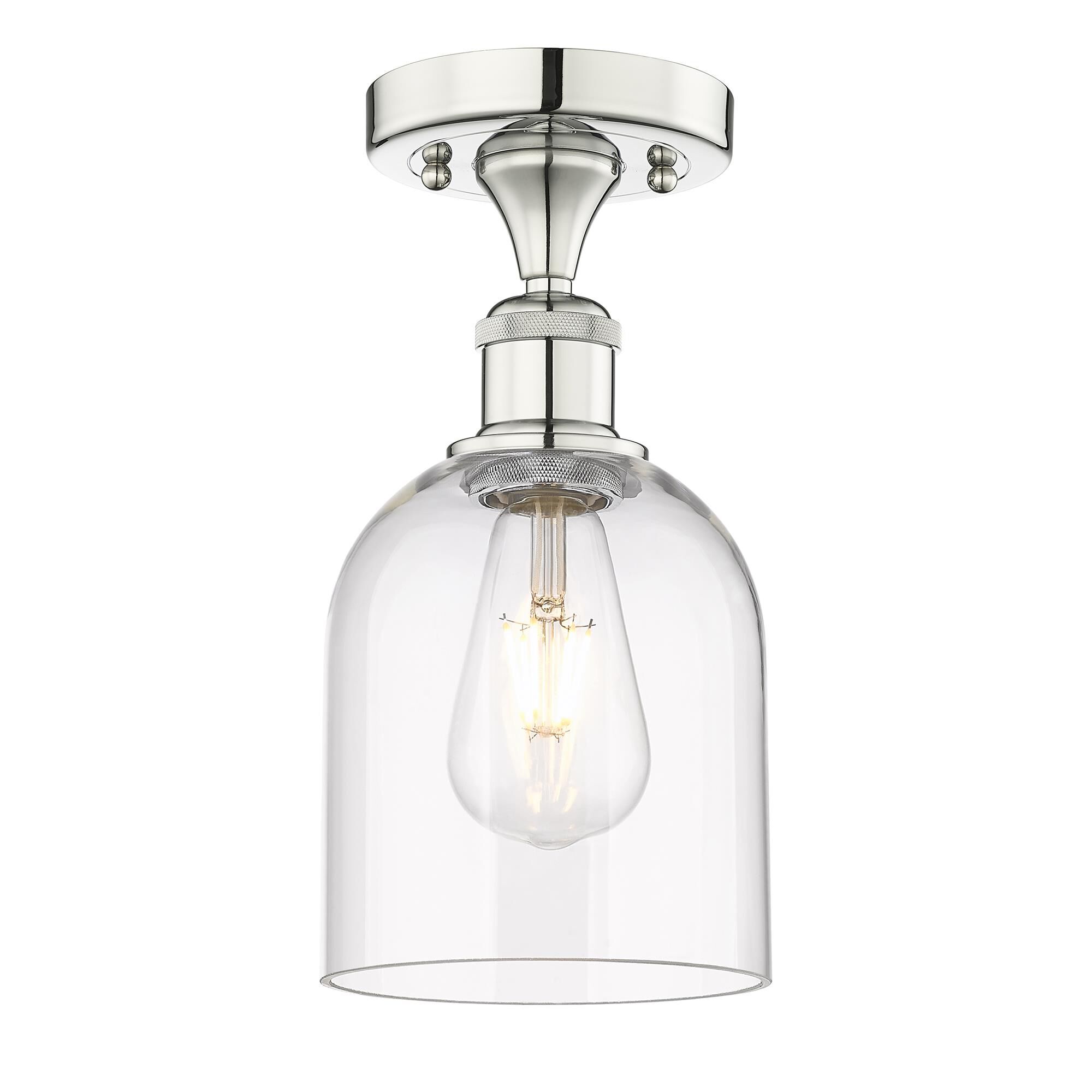 Shown in Polished Nickel finish and Clear glass