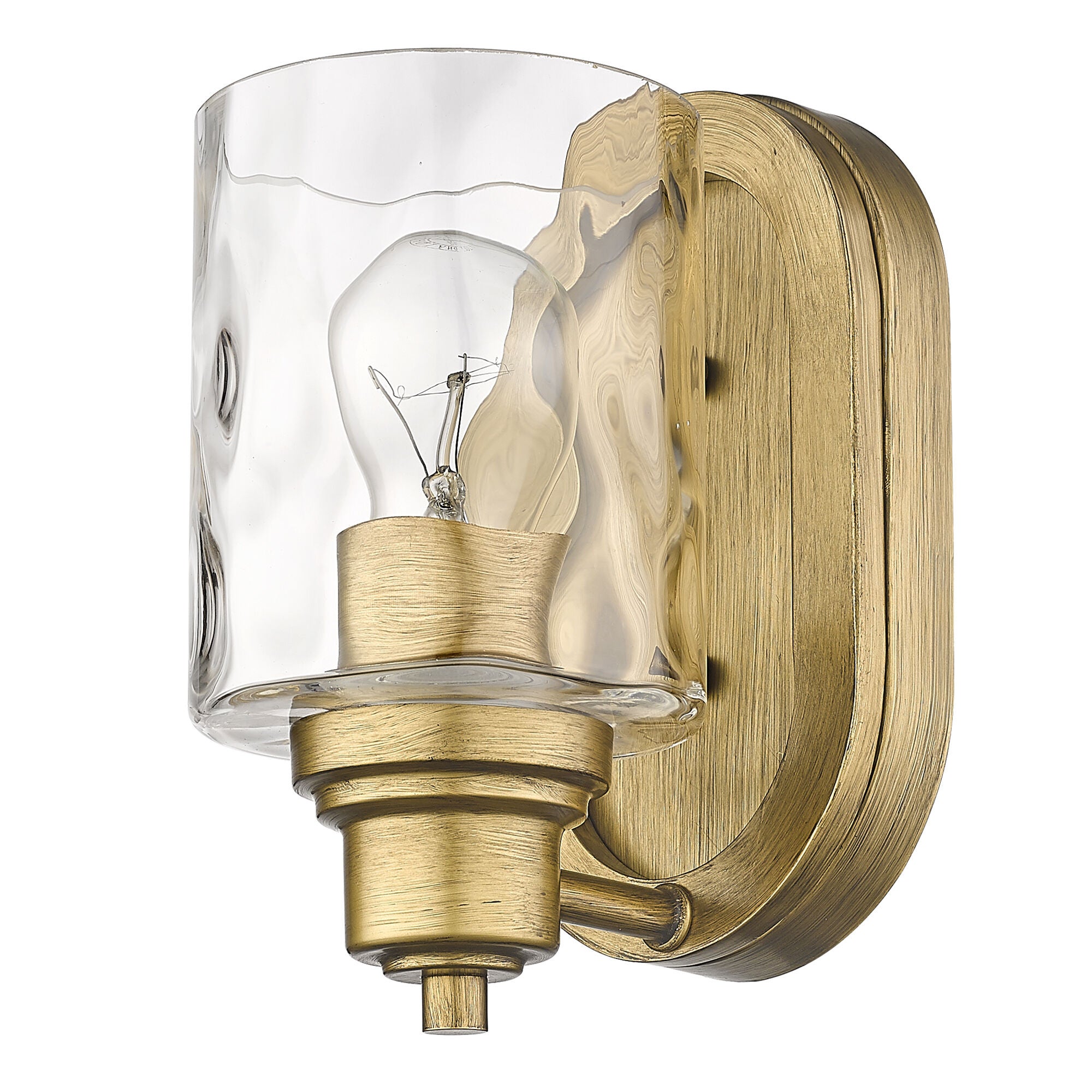 Shown in Antique Gold finish and Handblown Clear Optic glass
