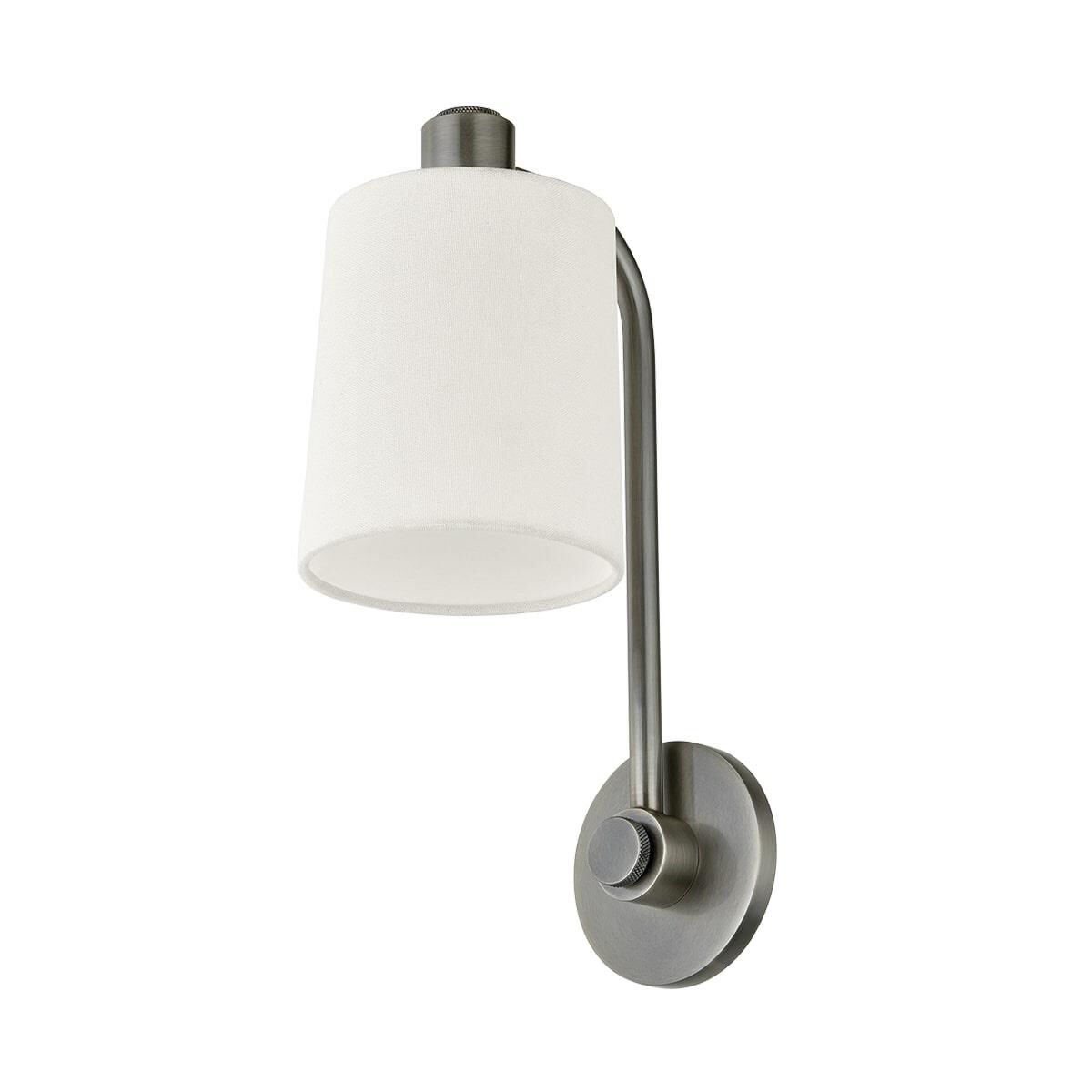 Shown in Vintage Pewter finish and Off White Linen shade