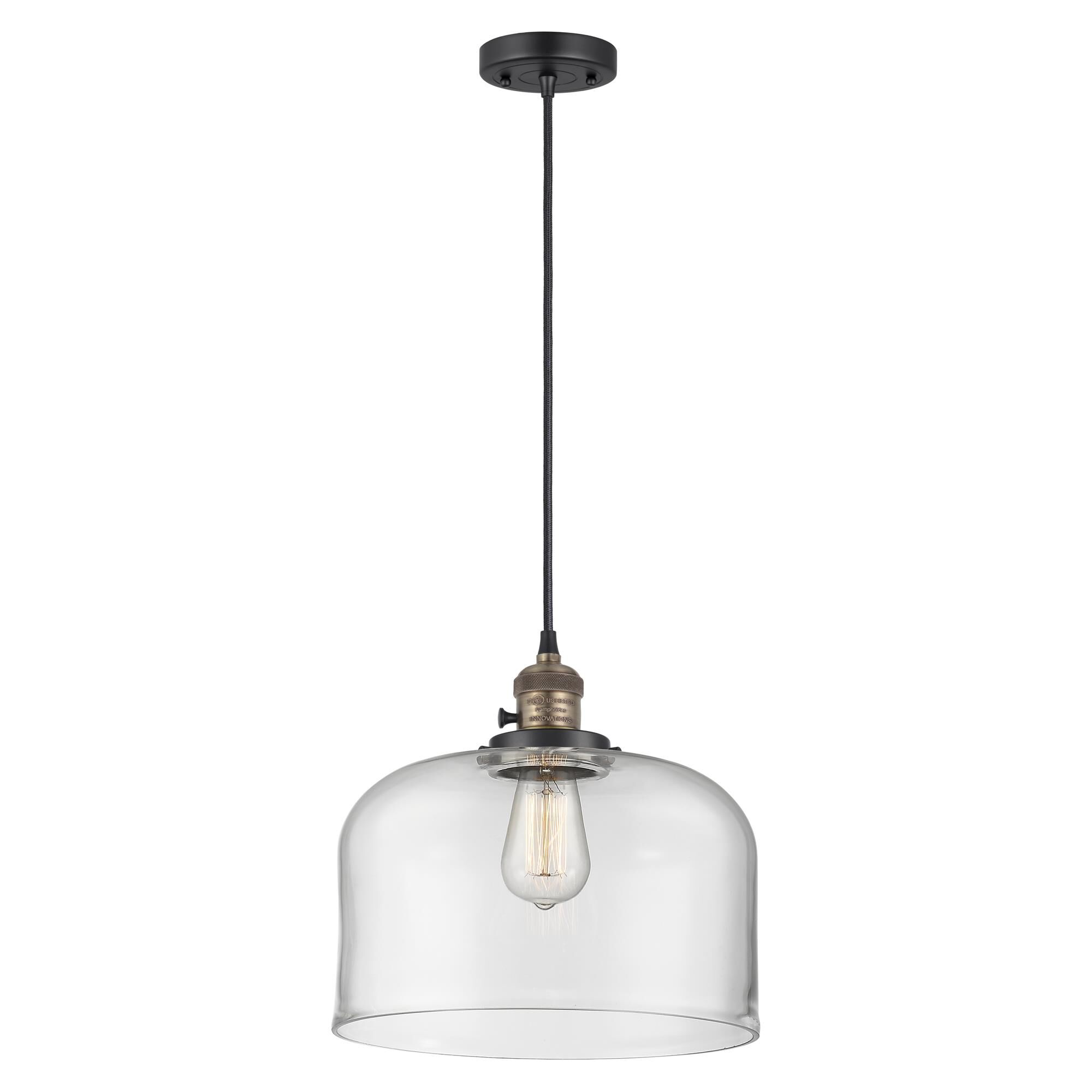 Shown in Black Antique Brass finish and Clear glass