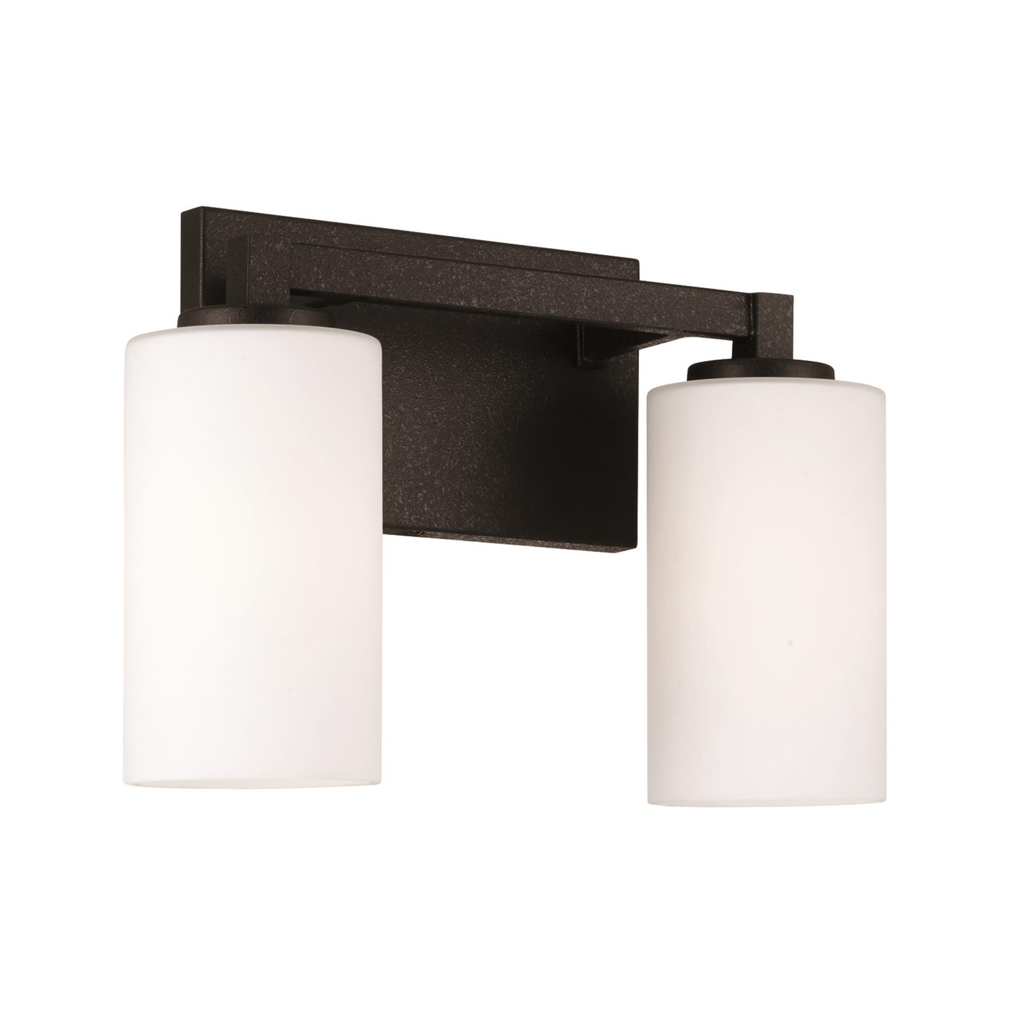 Shown in Black Iron finish and Soft White glass