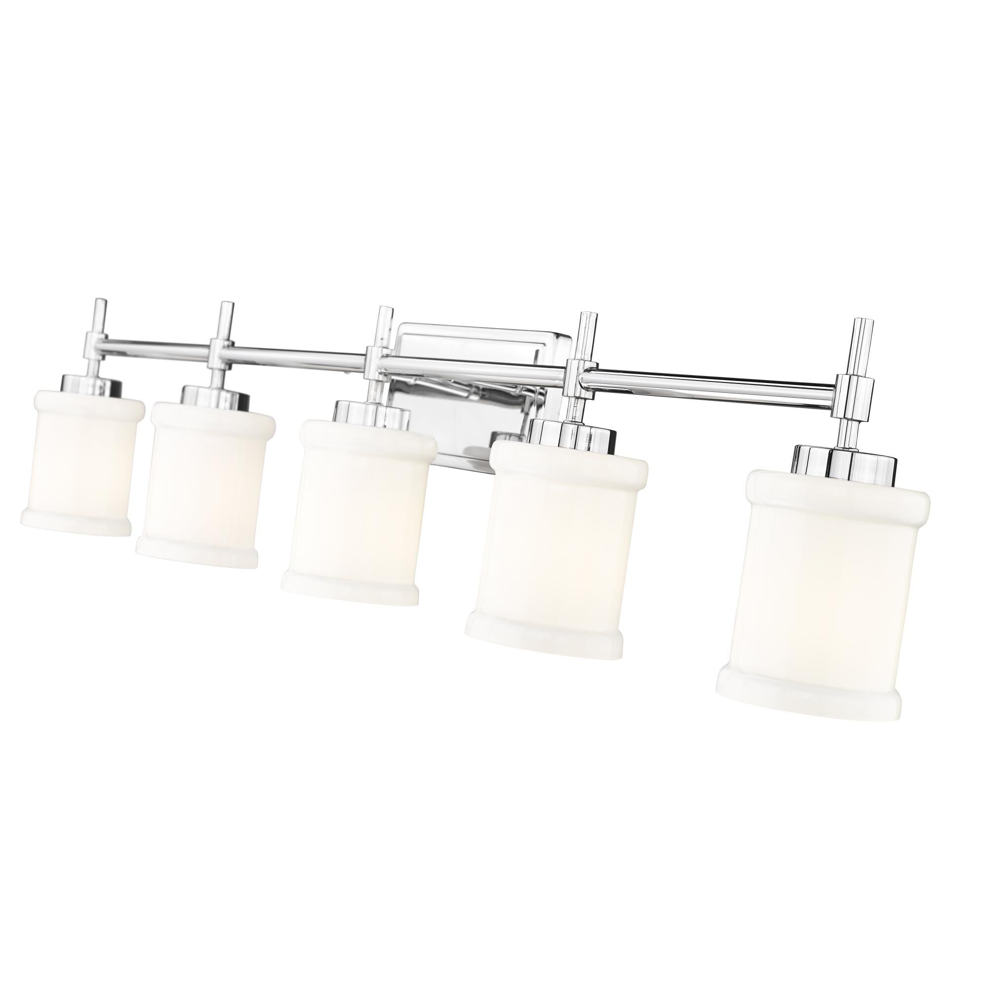 Shown in Chrome finish and Gloss Opal glass and Gloss Opal shade