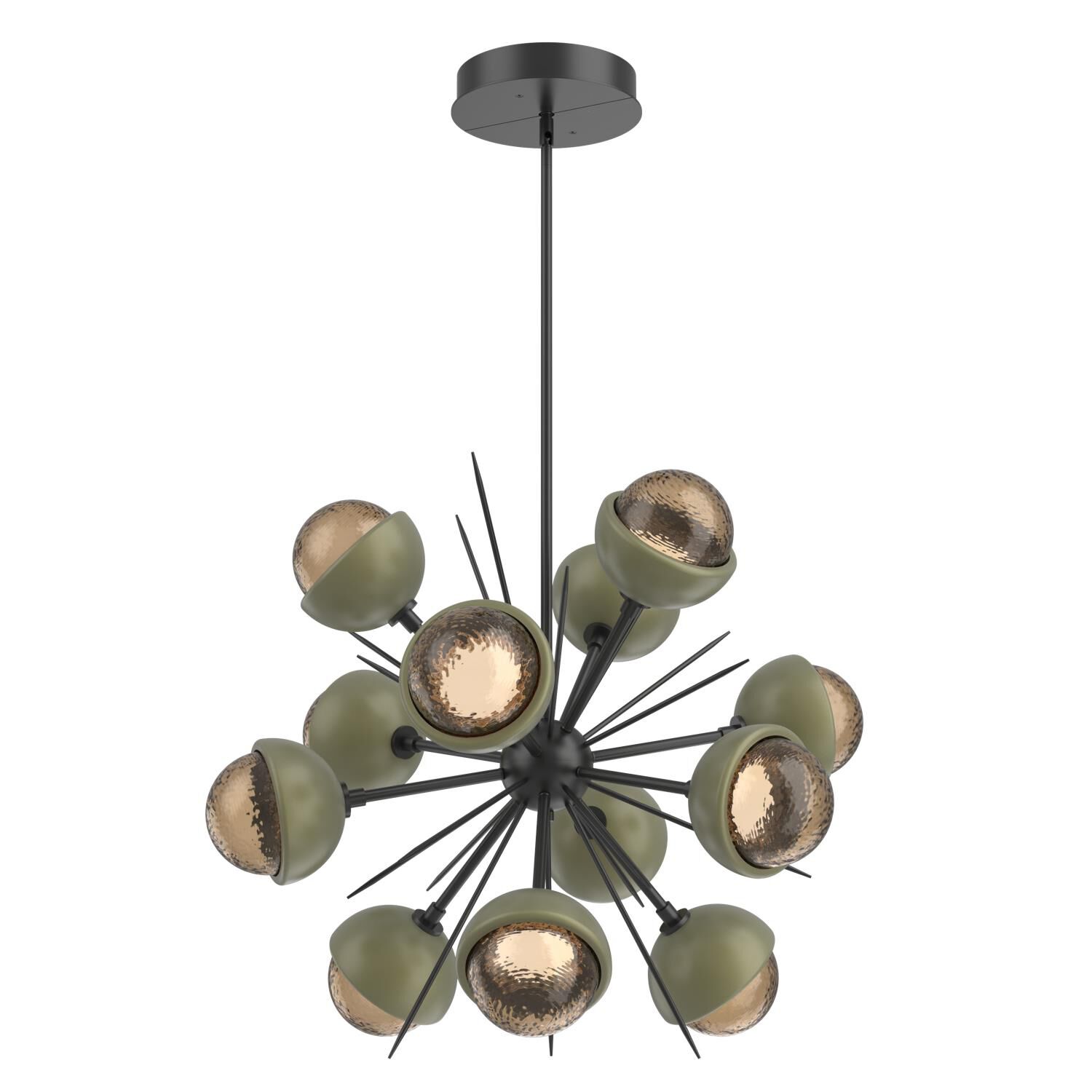 Shown in Matte Black finish and Bronze glass and Sage Green accent