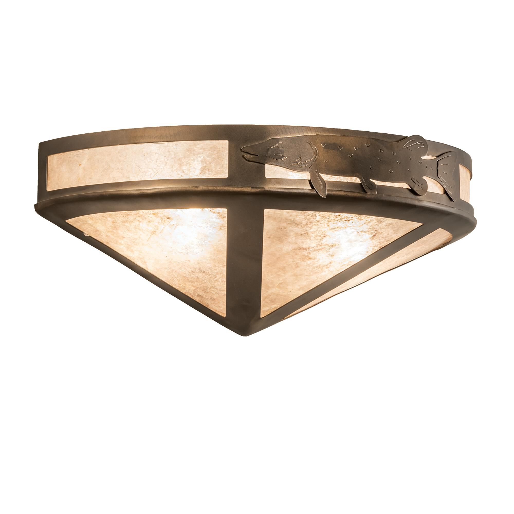 Shown in Antique Copper finish and Silver Mica glass