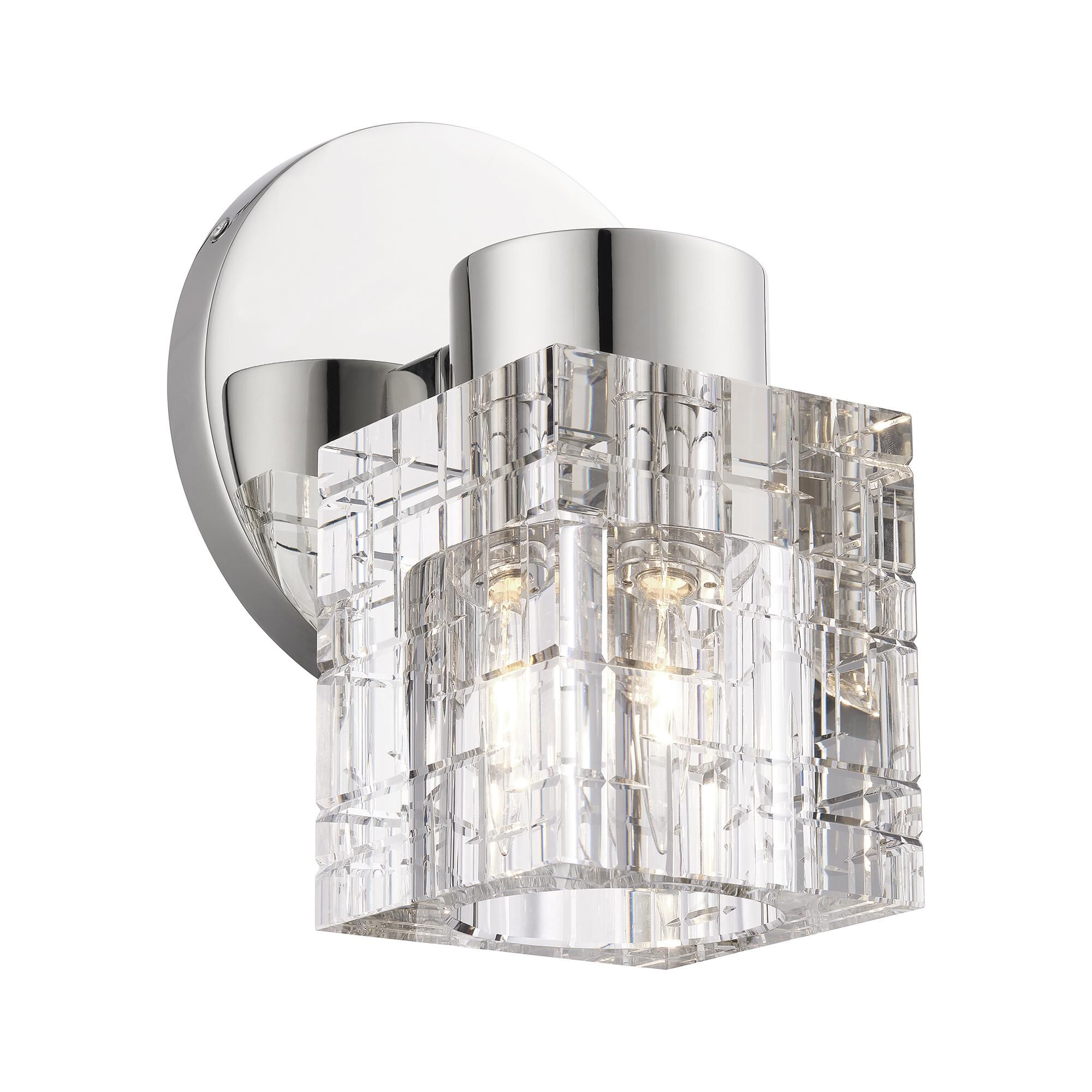 Shown in Polished Nickel finish and Crystal glass