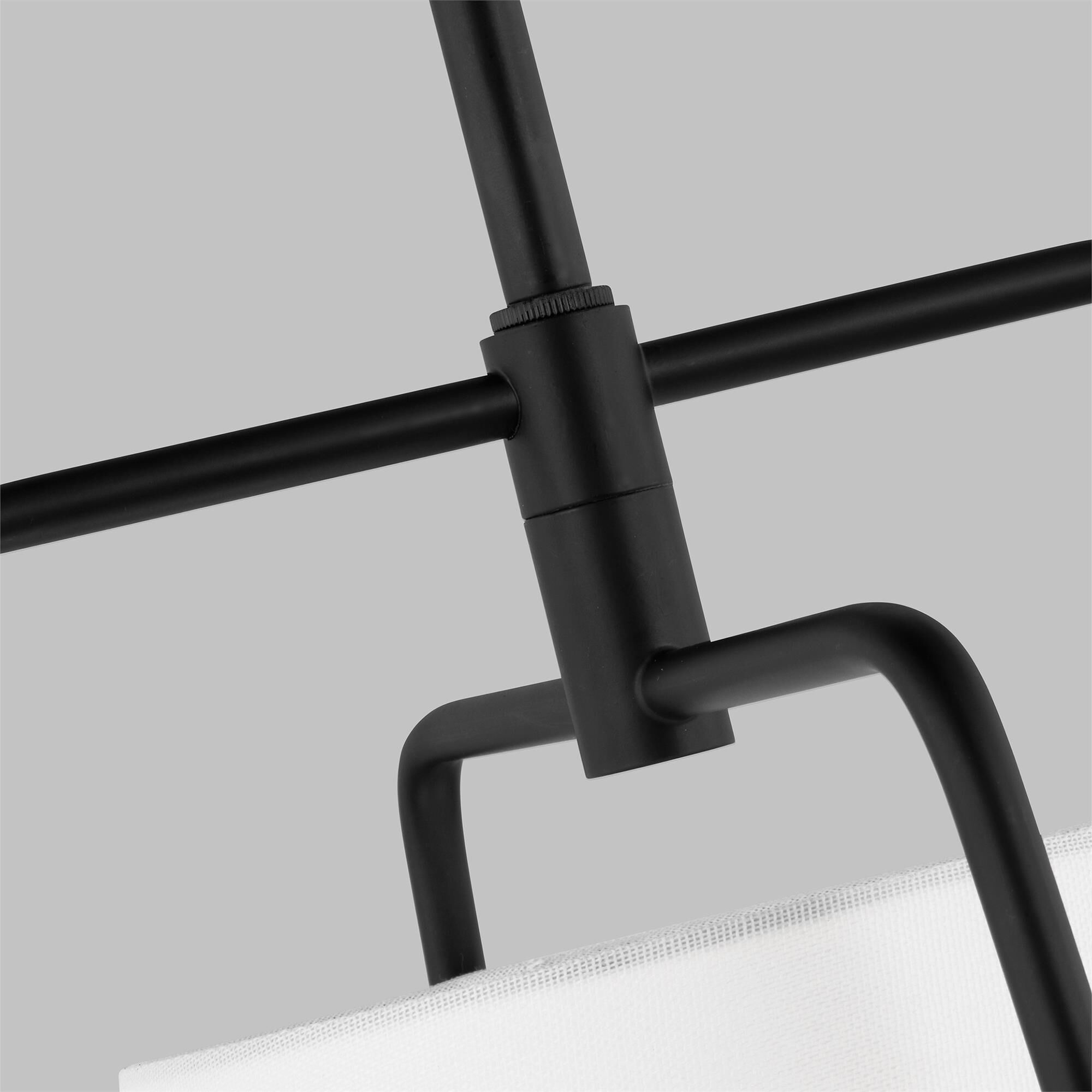 Shown in Midnight Black finish and White Linen glass and White Linen Fabric shade